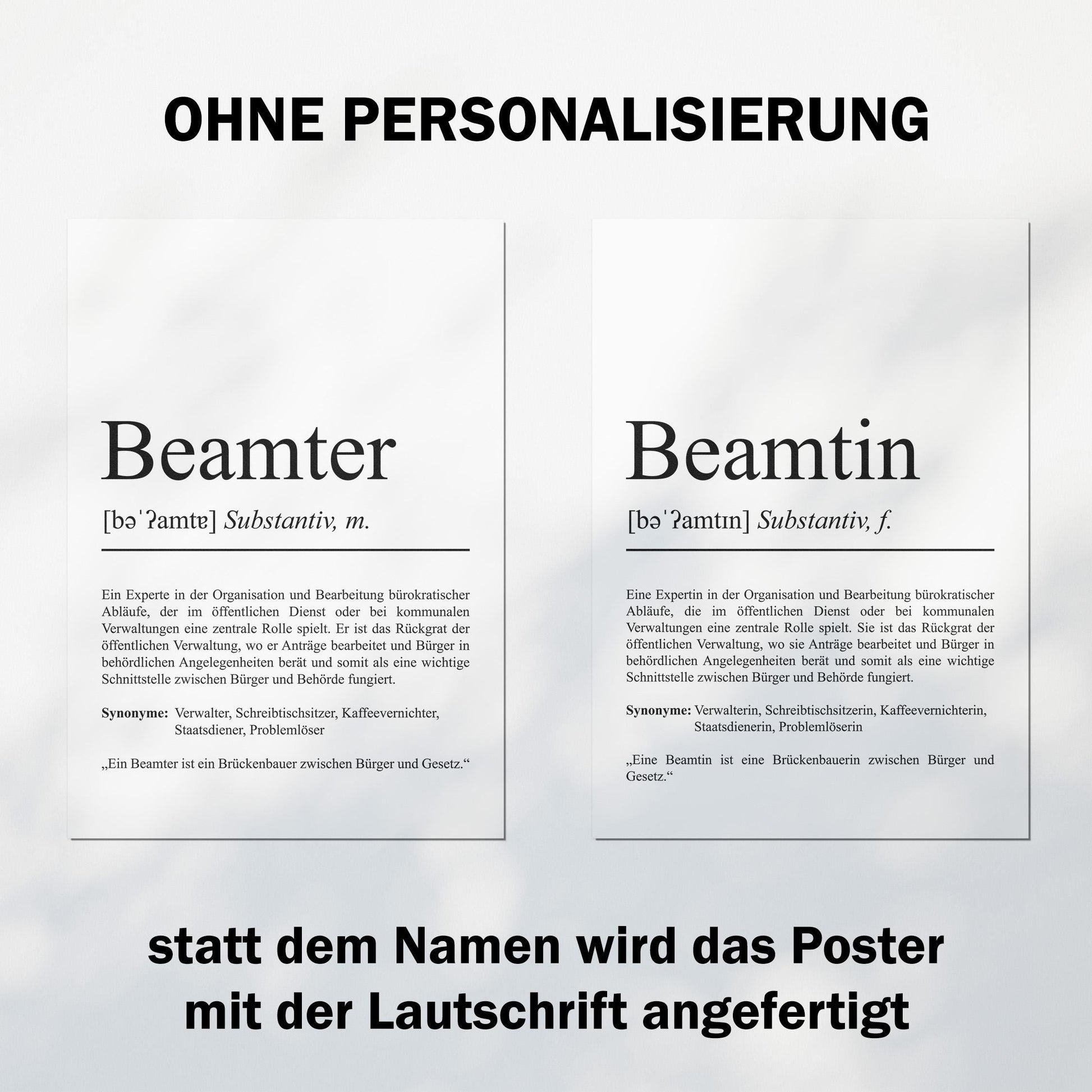 Beamter Definition Poster personalisierbar mit Namen Beruf Poster Beamter Geschenk Einzug Geburtstag Geschenk Beamter Poster Beruf