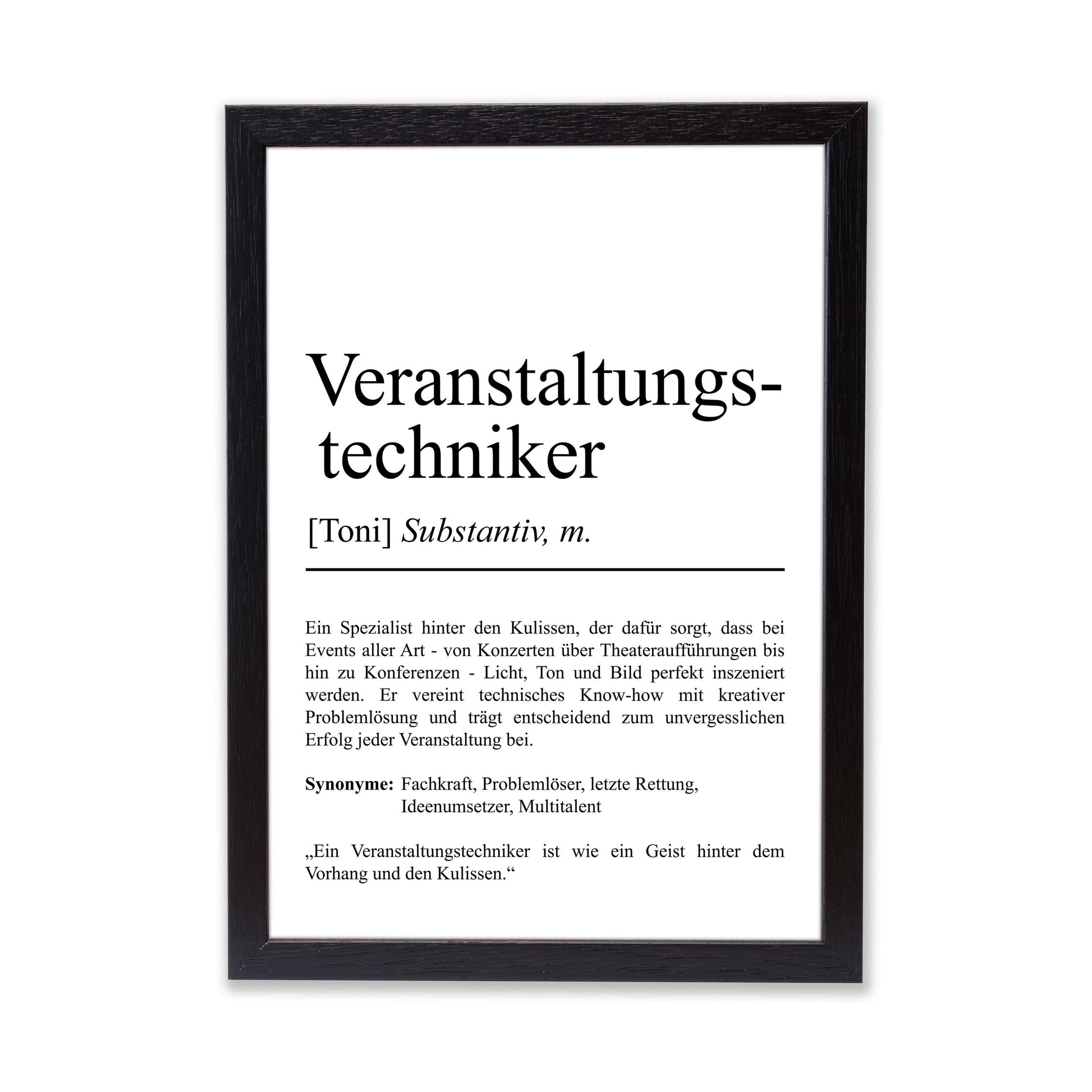 Veranstaltungstechniker Definition Poster personalisierbar mit Namen Beruf Poster Techniker Geschenk Einzug Geburtstag Geschenk Techniker