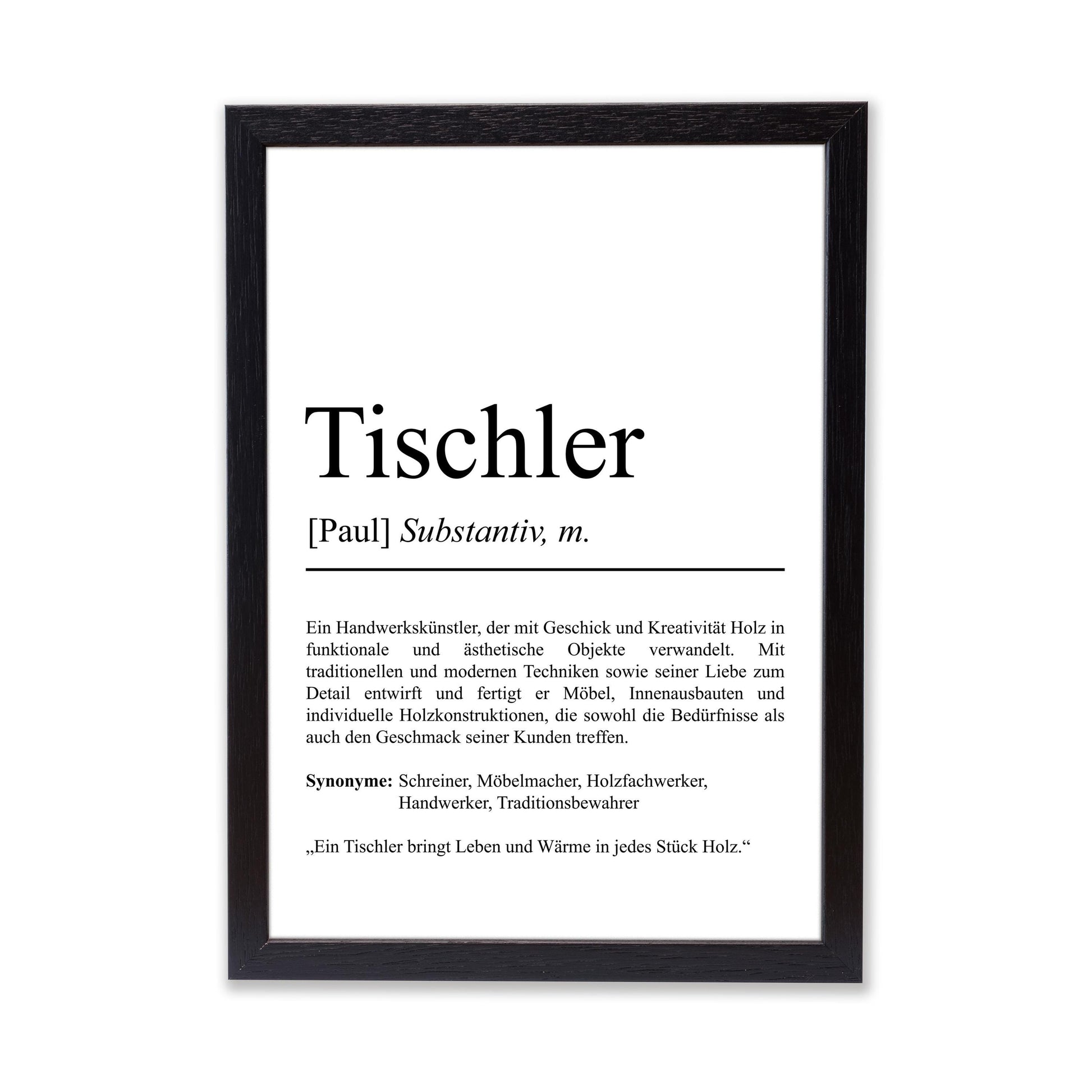 Tischler Definition Poster personalisierbar mit Namen Beruf Poster Tischler Geschenk Einzug Geburtstag Geschenk Tischler Poster Beruf
