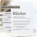 Bäcker Definition Poster personalisierbar mit Namen Beruf Poster Bäcker Geschenk Einzug Geburtstag Geschenk Bäcker Poster Beruf Definition