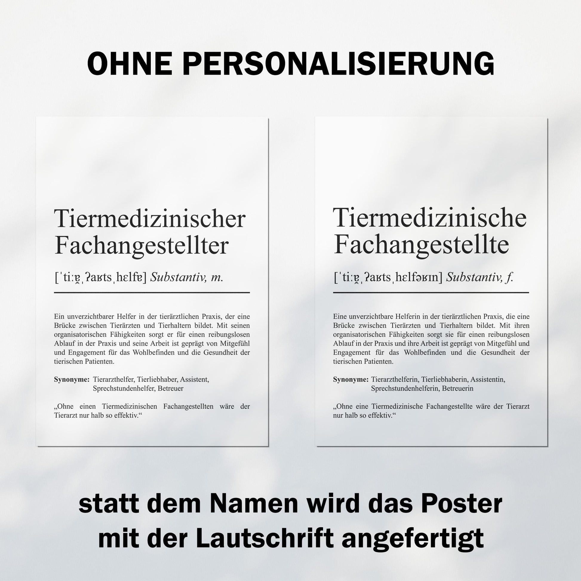 Tiermedizinische Fachangestellte Definition Poster personalisierbar mit Namen Beruf Poster TFA Geschenk Einzug Geburtstag Geschenk TFA