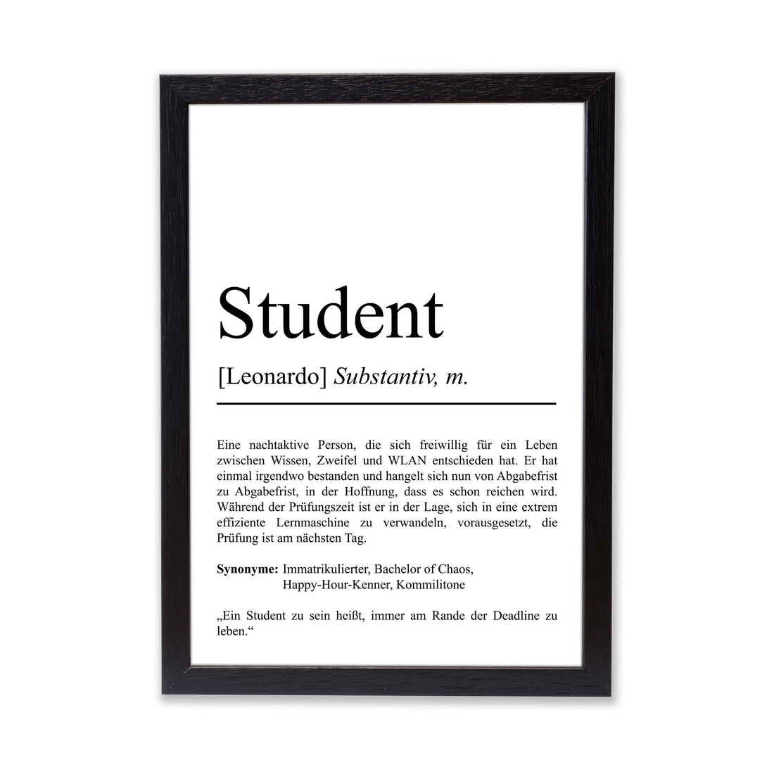 Student Definition Poster personalisierbar mit Namen Studenten Poster Student Geschenk zum Studium Geschenk Einzug Poster Definition