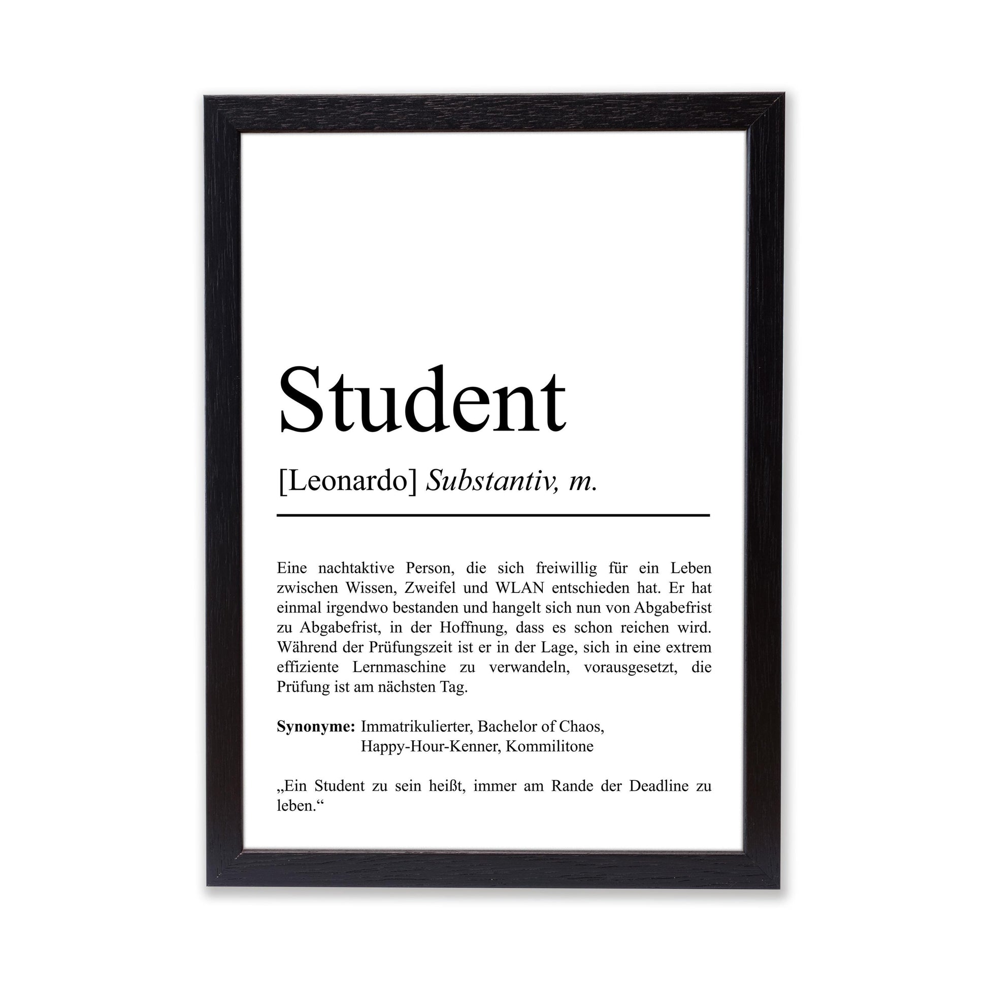 Student Definition Poster personalisierbar mit Namen Studenten Poster Student Geschenk zum Studium Geschenk Einzug Poster Definition