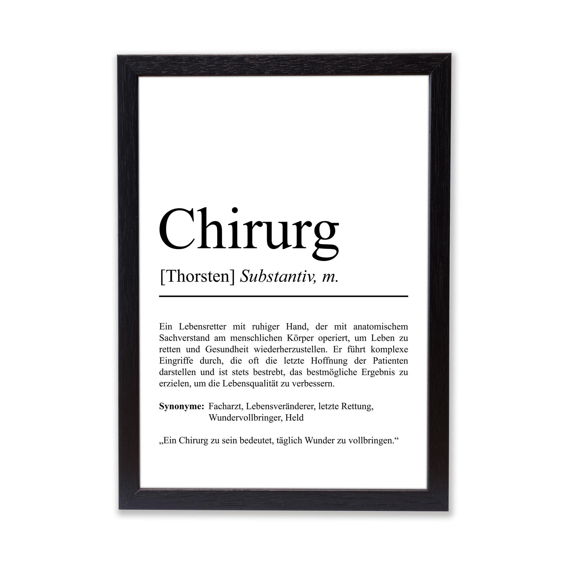 Chirurg Definition Poster personalisierbar mit Namen Beruf Poster Chirurg Geschenk Einzug Geburtstag Geschenk Chirurg Poster Beruf