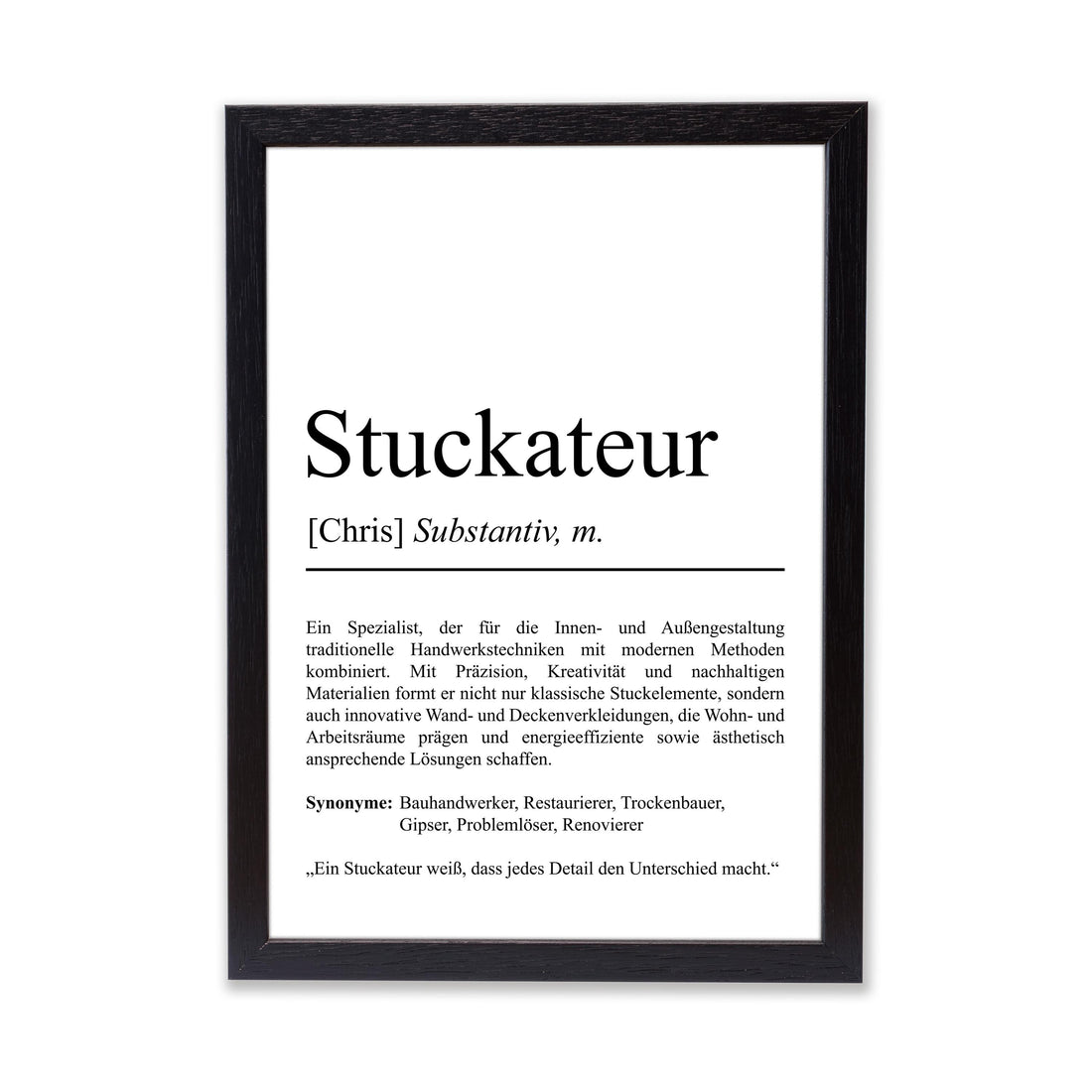 Stuckateur Definition Poster personalisierbar mit Namen Beruf Poster Stuckateur Geschenk Einzug Geburtstag Geschenk Stuckateur Poster
