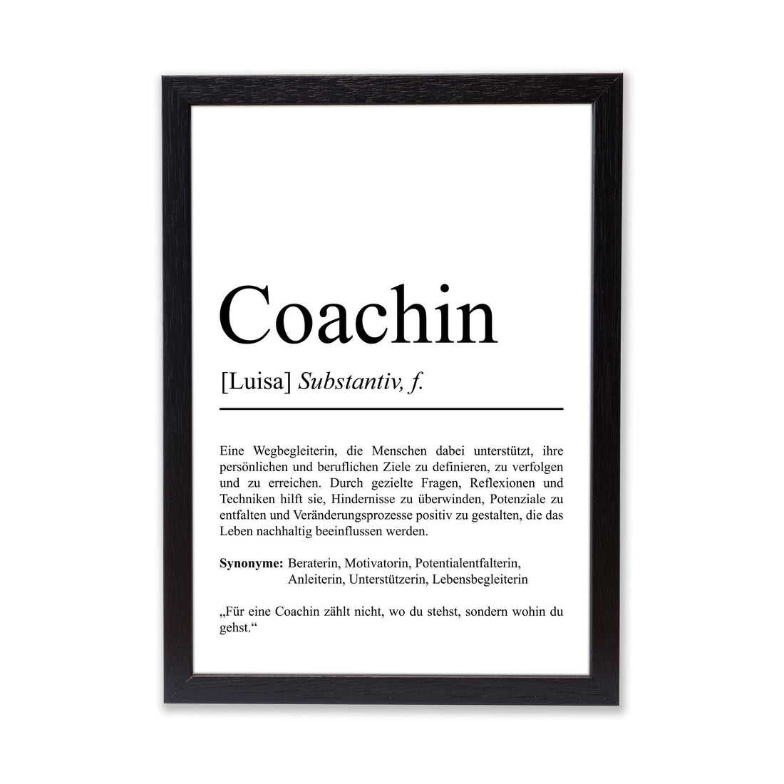 Coachin Definition Poster personalisierbar mit Namen Beruf Poster Coachin Geschenk Einzug Geburtstag Geschenk Coachin Poster Beruf