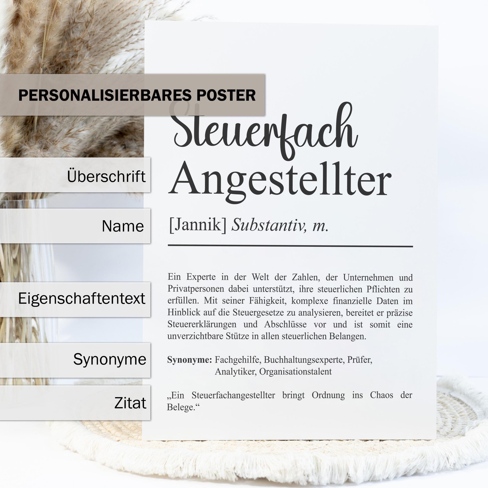 Steuerfachangestellter Definition Poster personalisierbar mit Namen Beruf Poster Geschenk Einzug Geburtstag Geschenk Steuerfachangestellter