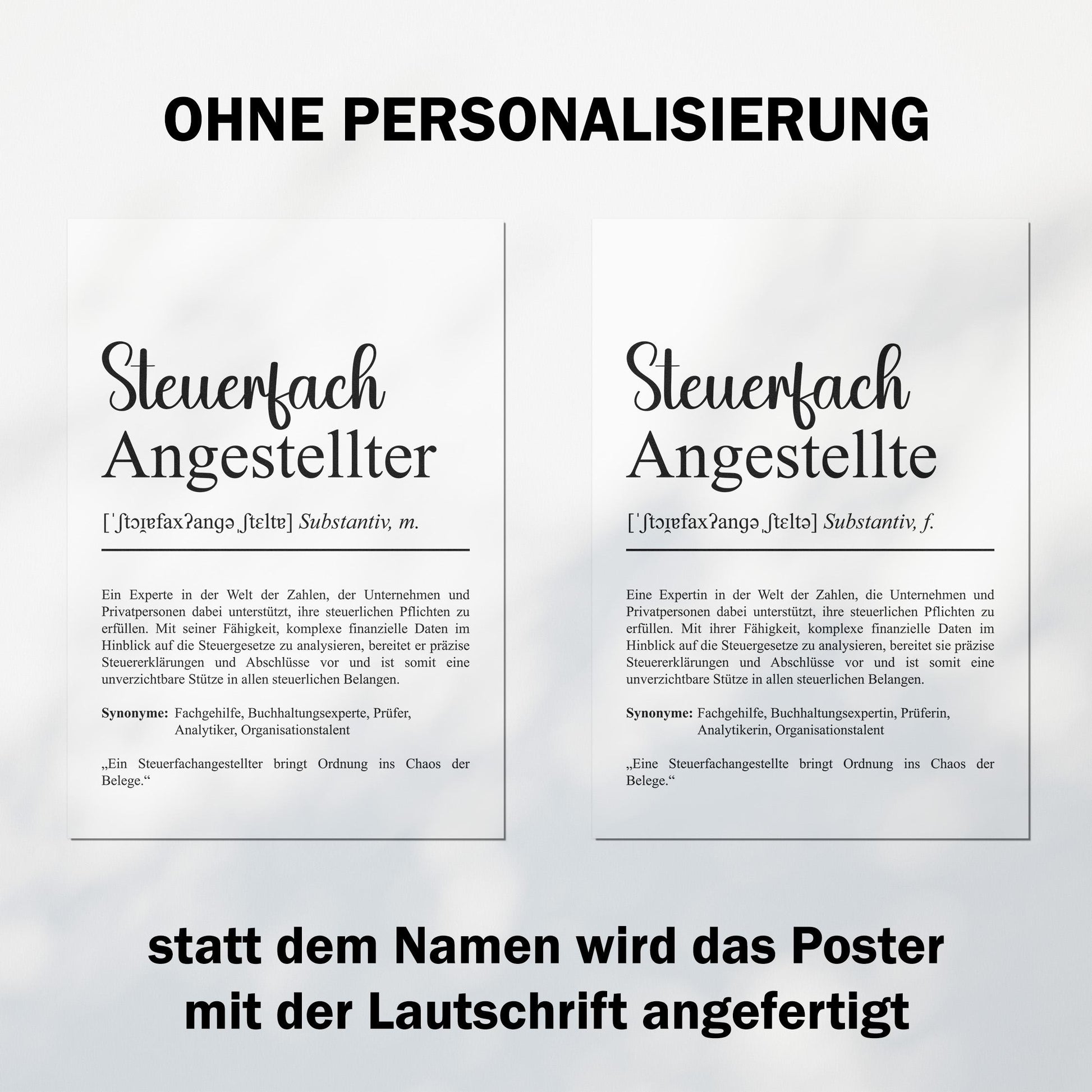 Steuerfachangestellte Definition Poster personalisierbar mit Namen Beruf Poster SFA Geschenk Einzug Geburtstag Geschenk Steuerfachangestellt