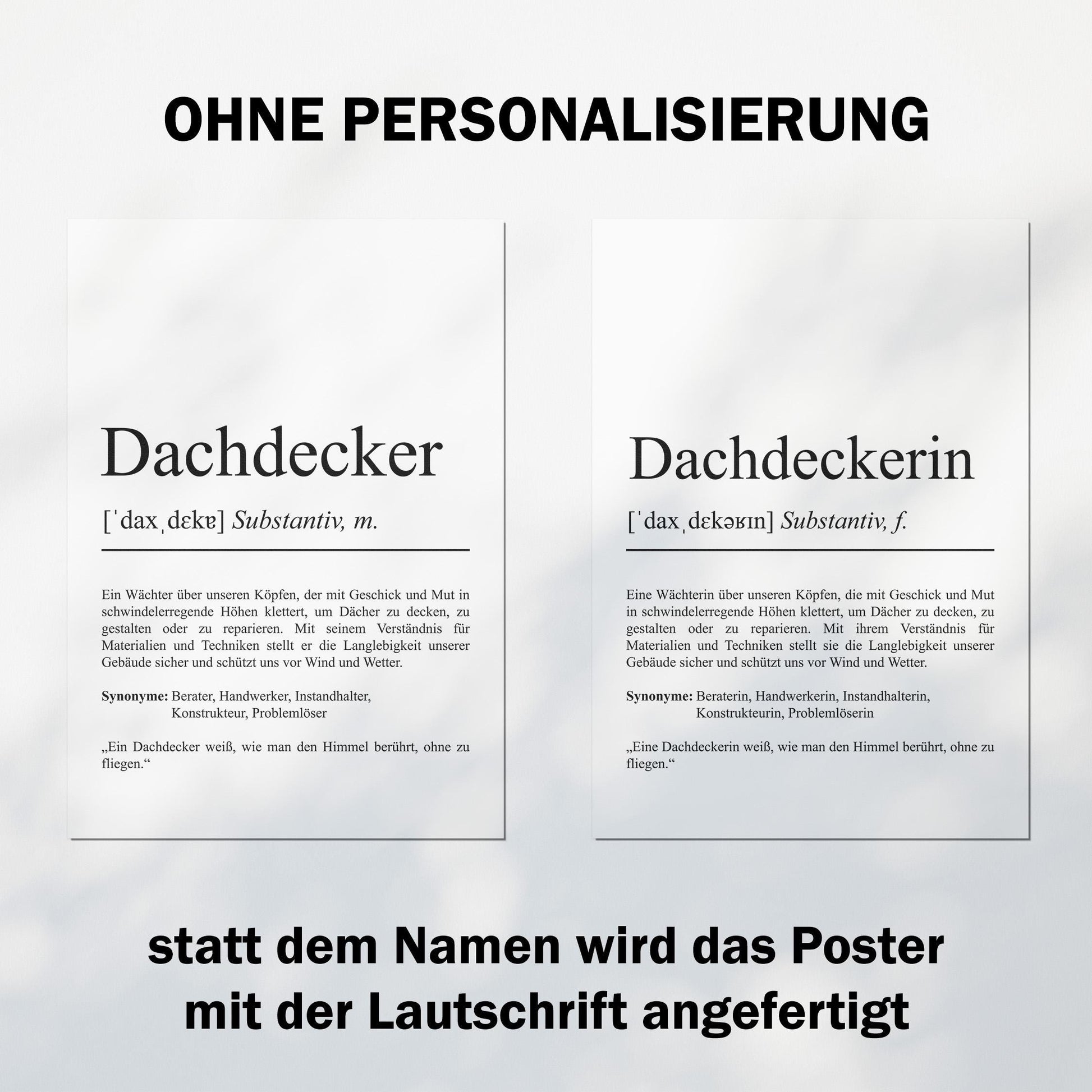 Dachdeckerin Definition Poster personalisierbar mit Namen Beruf Poster Dachdeckerin Geschenk Einzug Geburtstag Geschenk Dachdeckerin Poster