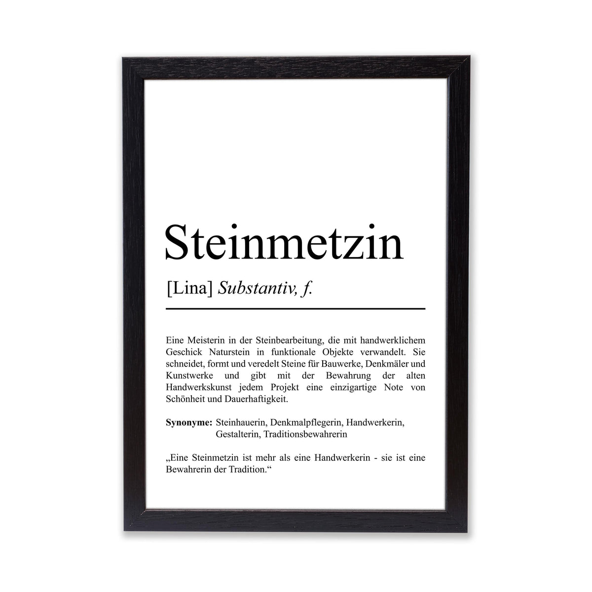 Steinmetzin Definition Poster personalisierbar mit Namen Beruf Poster Steinmetzin Geschenk Einzug Geburtstag Geschenk Steinmetzin Poster