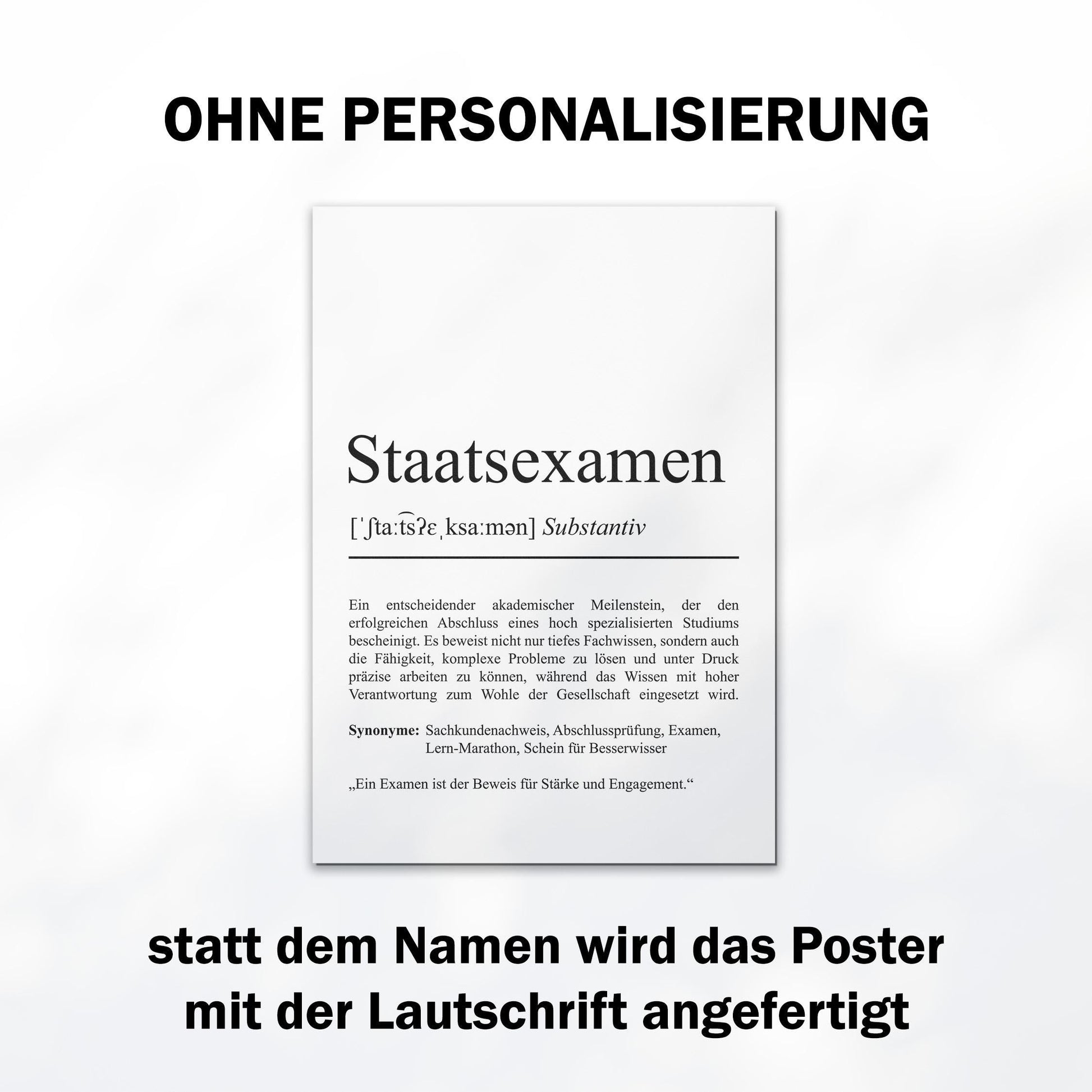 Staatsexamen Definition Poster personalisierbar mit Namen Abschluss Poster Examen Geschenk zum Abschluss Geschenk Examen Poster Definition