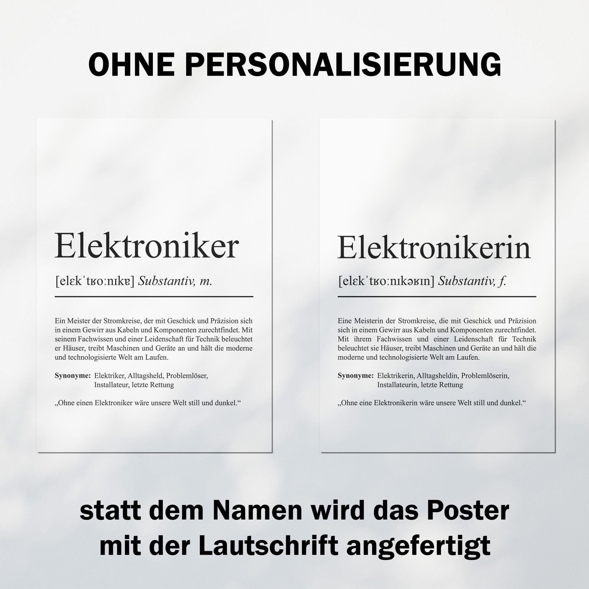 Elektronikerin Definition Poster personalisierbar mit Namen Beruf Poster Elektronikerin Geschenk Einzug Geburtstag Geschenk Elektronikerin