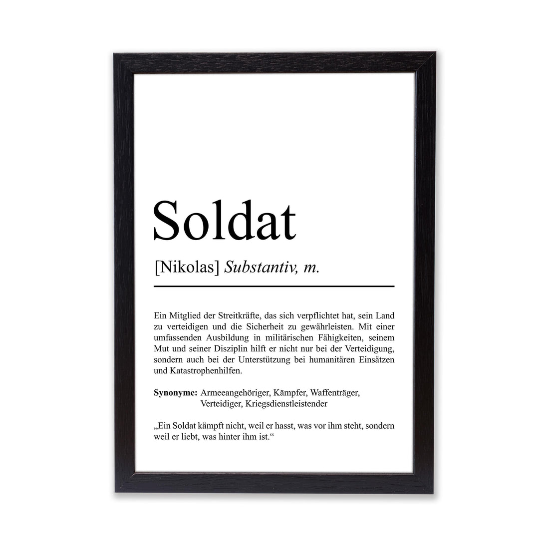Soldat Definition Poster personalisierbar mit Namen Beruf Poster Soldat Geschenk Einzug Geburtstag Geschenk Soldat Poster Beruf