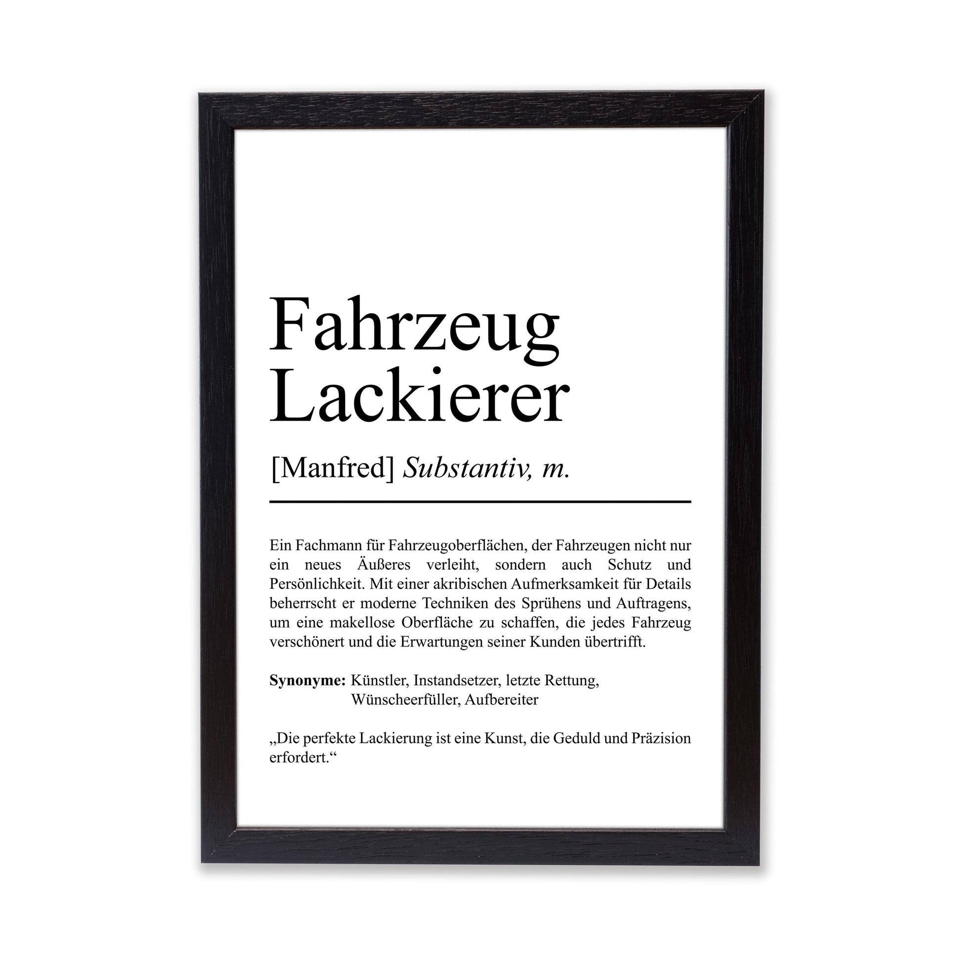 Fahrzeuglackierer Definition Poster personalisierbar mit Namen Beruf Poster Fahrzeuglackierer Geschenk Einzug Geburtstag Geschenk Poster
