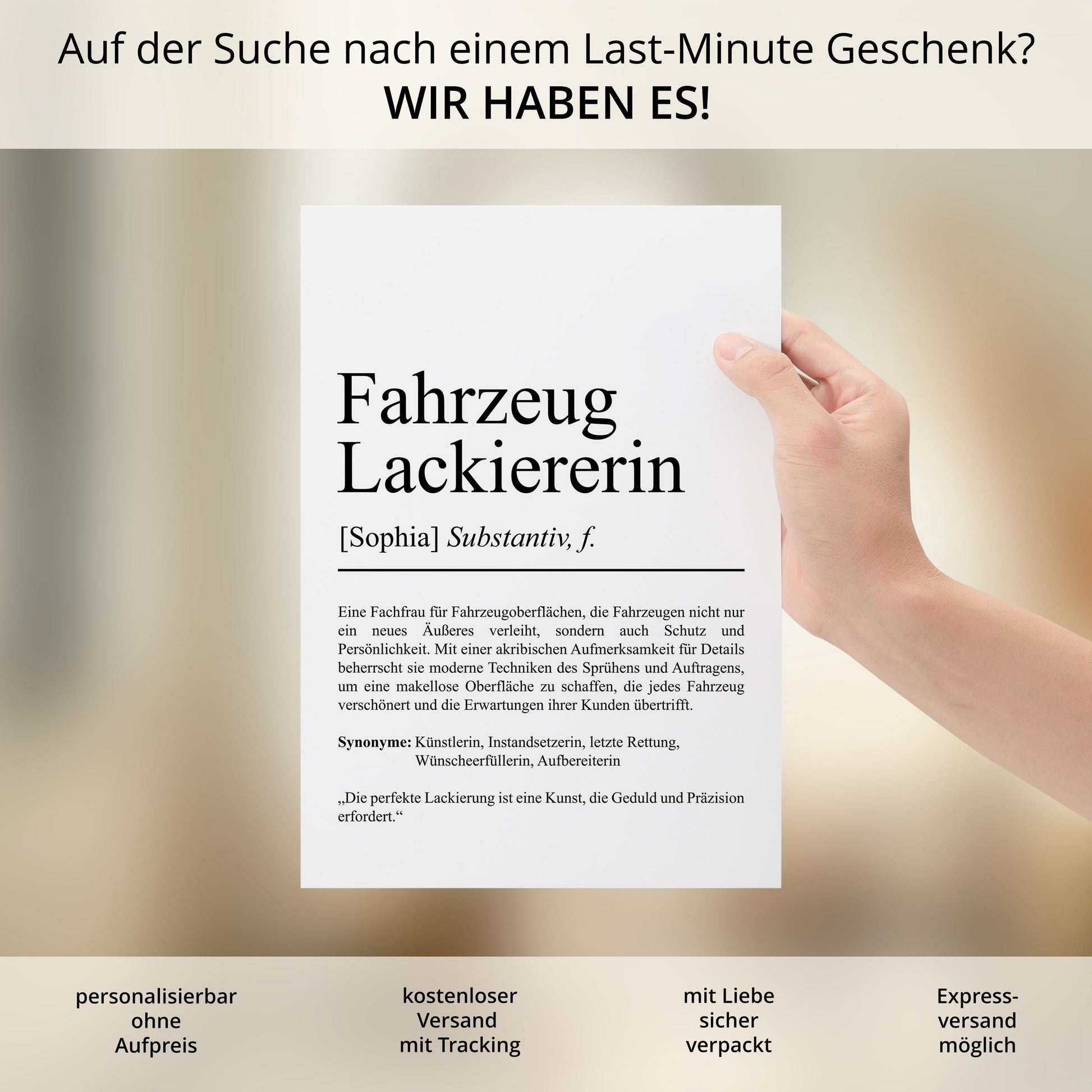 Fahrzeuglackiererin Definition Poster personalisierbar mit Namen Beruf Poster Fahrzeuglackiererin Geschenk Einzug Geburtstag Geschenk Poster