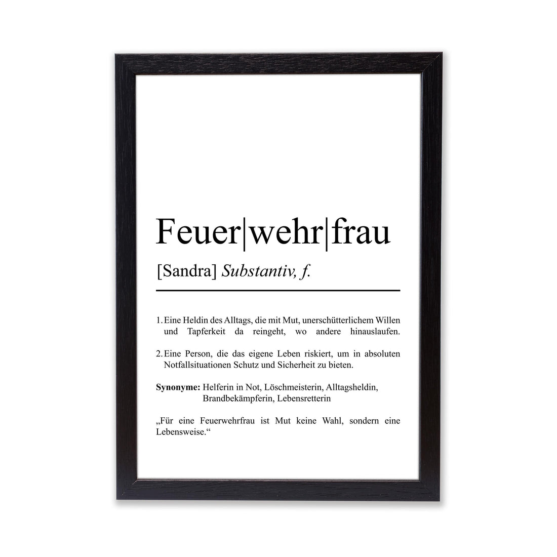 Feuerwehrfrau Definition Poster personalisierbar mit Namen Beruf Poster Feuerwehr Geschenk Einzug Geburtstag Poster Beruf Definition