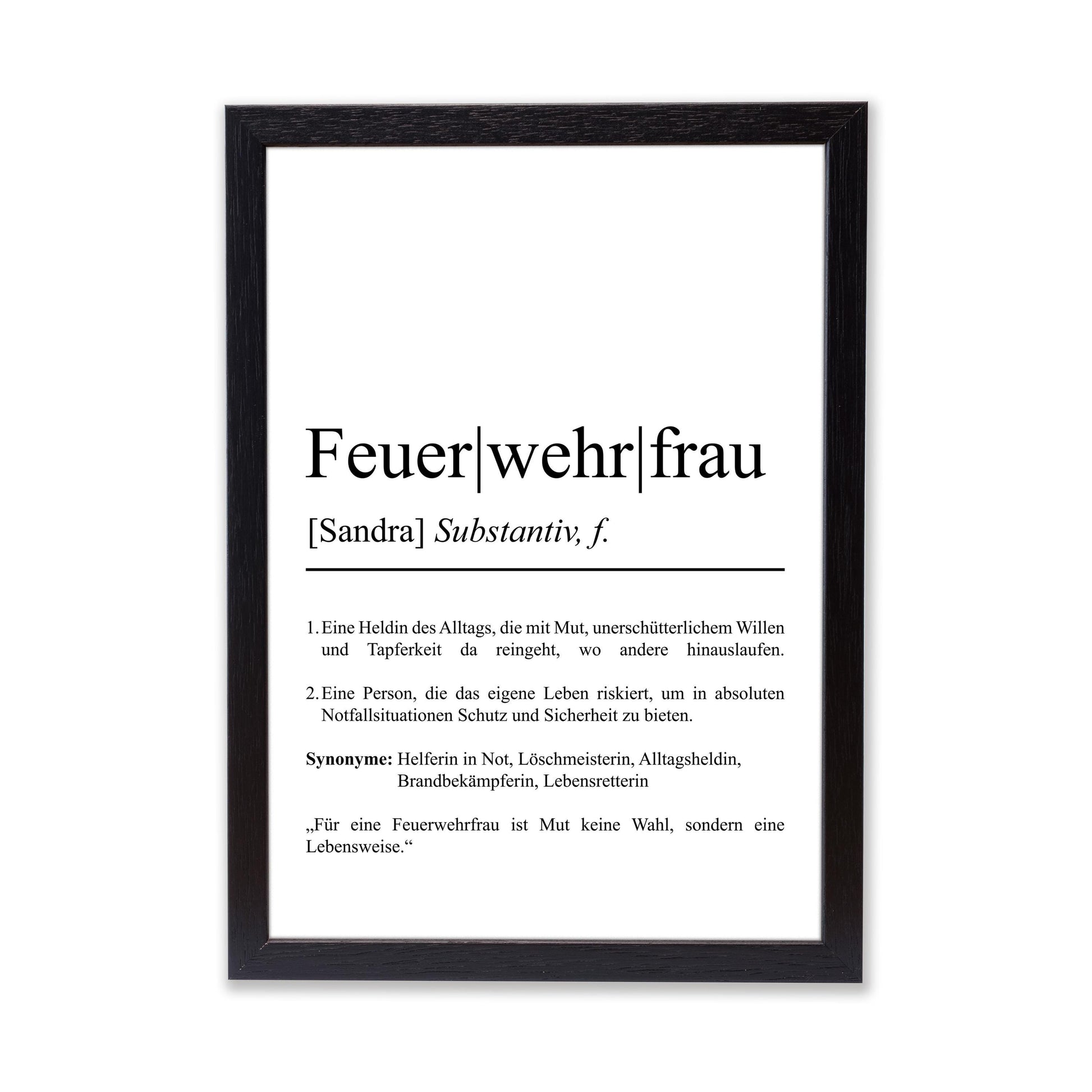 Feuerwehrfrau Definition Poster personalisierbar mit Namen Beruf Poster Feuerwehr Geschenk Einzug Geburtstag Poster Beruf Definition