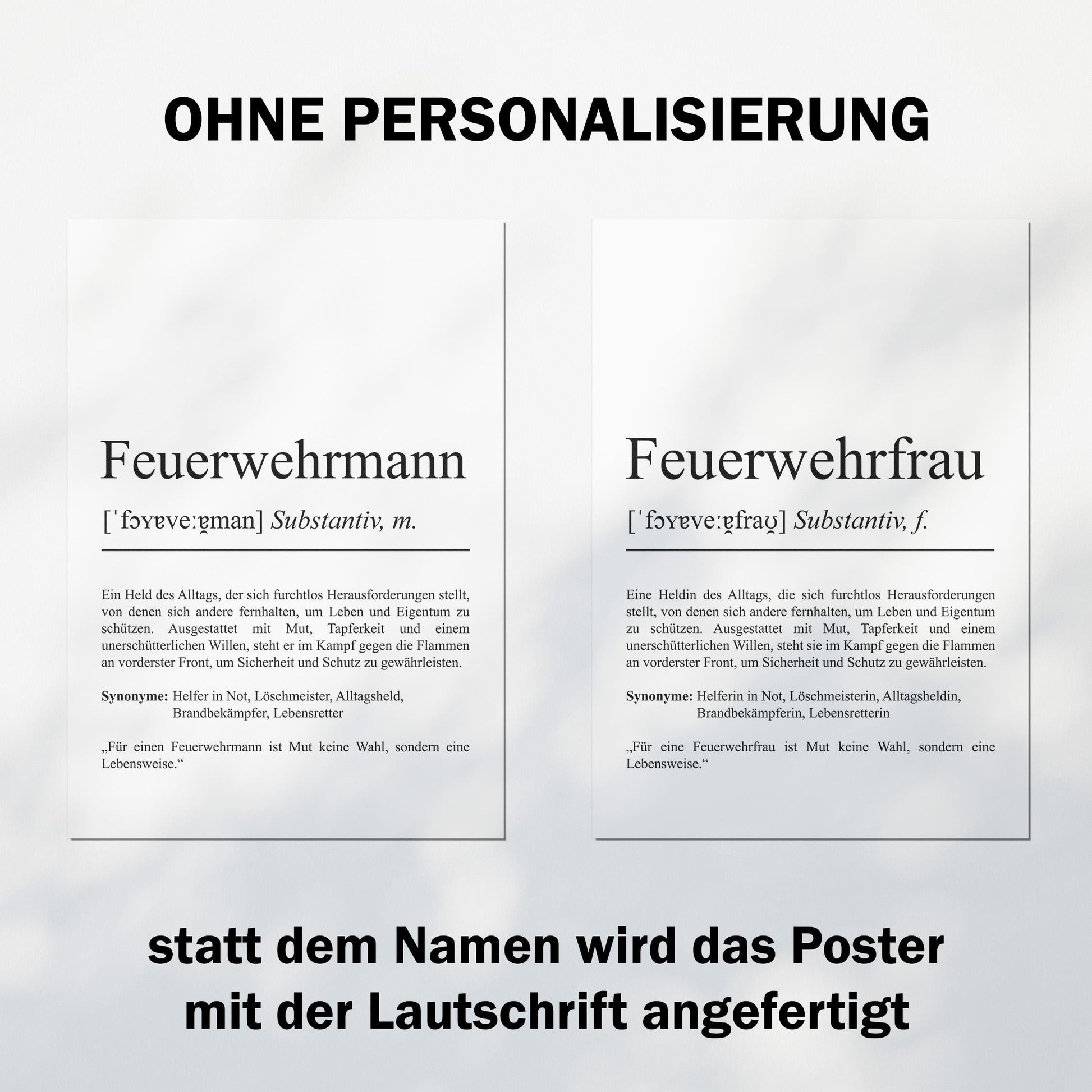 Feuerwehrfrau Definition Poster personalisierbar mit Namen Beruf Poster Feuerwehr Geschenk Einzug Geburtstag Poster Beruf Definition