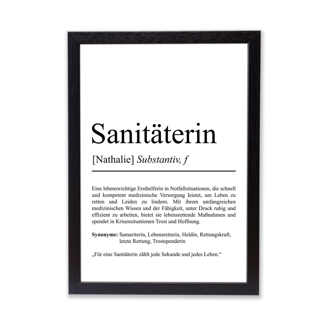 Sanitäterin Definition Poster personalisierbar mit Namen Beruf Poster Sanitäterin Geschenk Einzug Geburtstag Geschenk Sanitäterin Poster