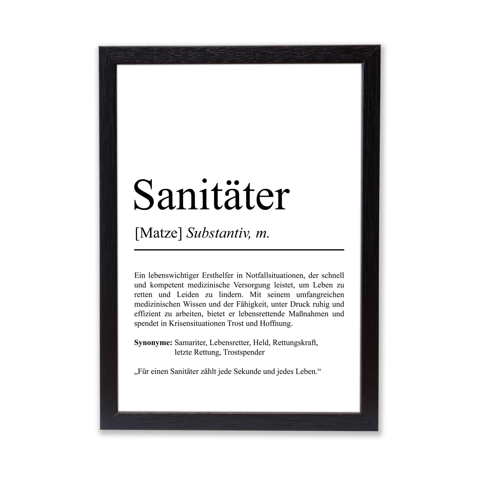 Sanitäter Definition Poster personalisierbar mit Namen Beruf Poster Sanitäter Geschenk Einzug Geburtstag Geschenk Sanitäter Poster Beruf