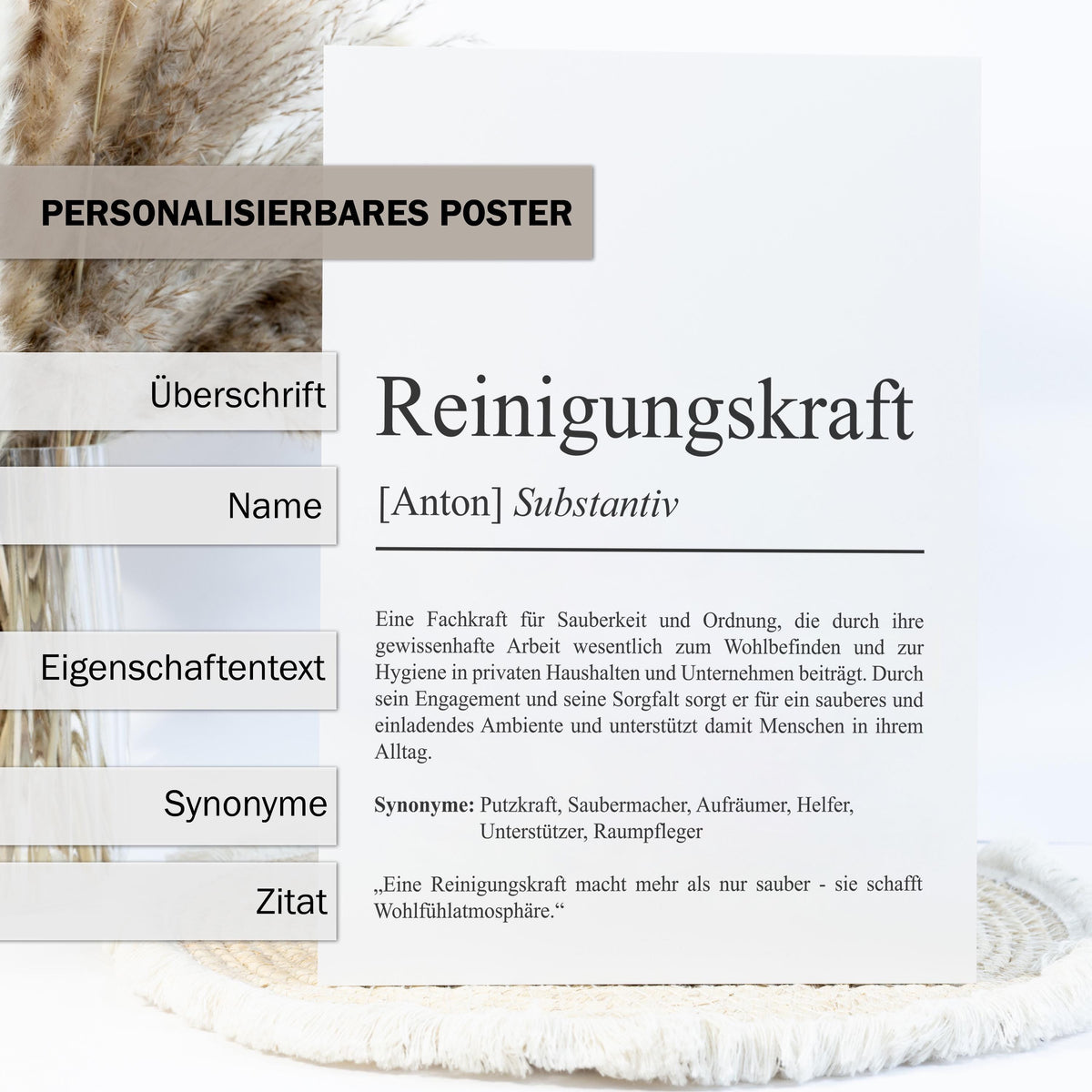 Reinigungskraft Definition Poster personalisierbar mit Namen Beruf Poster Reiniger Geschenk Einzug Geburtstag Geschenk Reiniger Poster Beruf