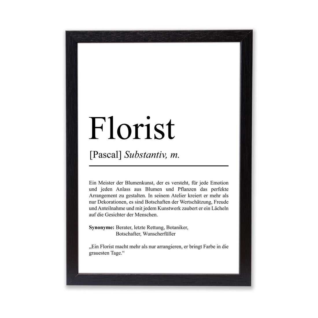 Florist Definition Poster personalisierbar mit Namen Beruf Poster Florist Geschenk Einzug Geburtstag Geschenk Florist Poster Beruf