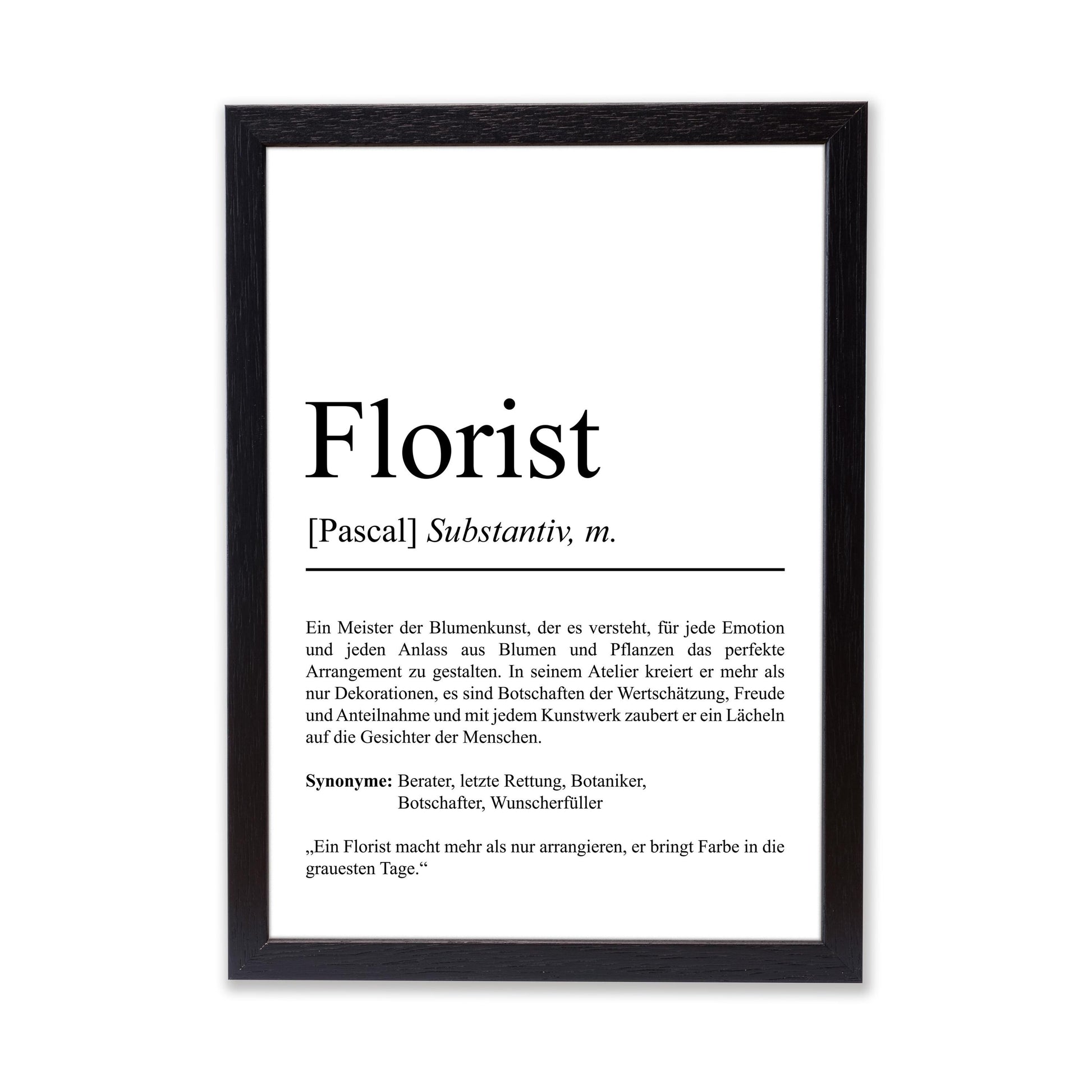 Florist Definition Poster personalisierbar mit Namen Beruf Poster Florist Geschenk Einzug Geburtstag Geschenk Florist Poster Beruf
