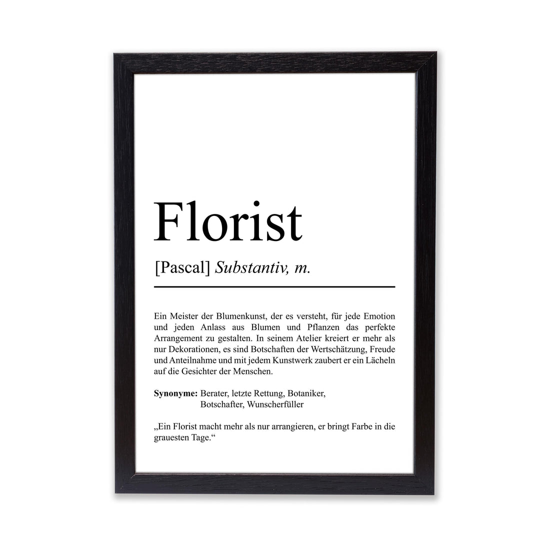 Florist Definition Poster personalisierbar mit Namen Beruf Poster Florist Geschenk Einzug Geburtstag Geschenk Florist Poster Beruf