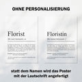 Florist Definition Poster personalisierbar mit Namen Beruf Poster Florist Geschenk Einzug Geburtstag Geschenk Florist Poster Beruf