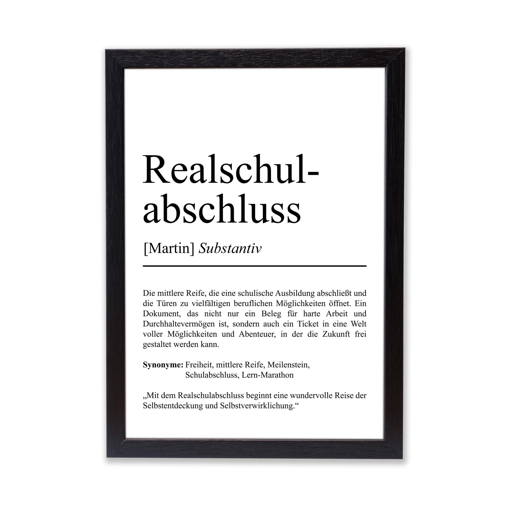 Realschulabschluss Definition Poster personalisierbar mit Namen Abschluss Poster Geschenk zum Abschluss Realschule Geschenk Abschluss Poster