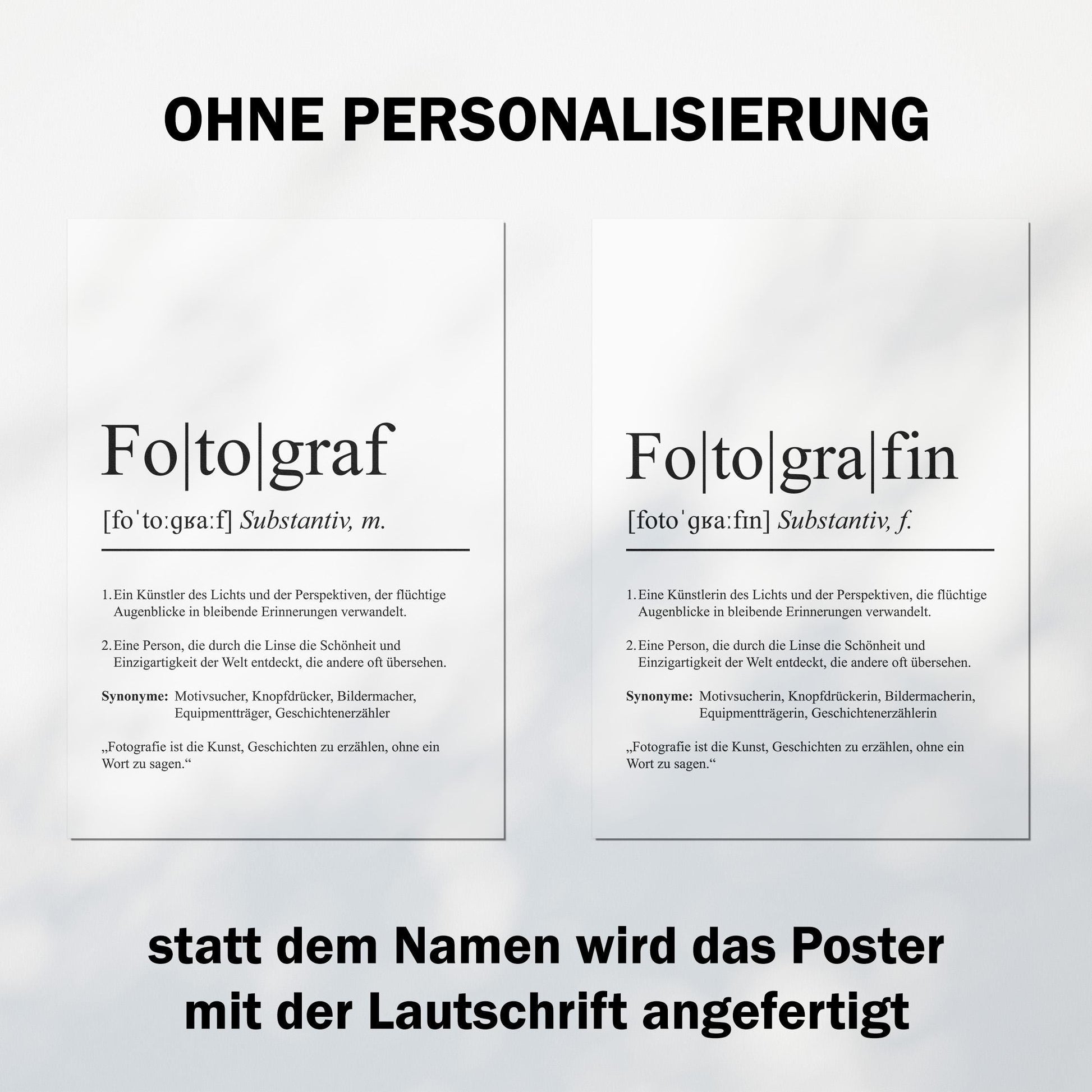 Fotograf Definition Poster personalisierbar mit Namen Beruf Poster Fotograf Geschenk Einzug Geburtstag Geschenk Fotograf Poster Beruf