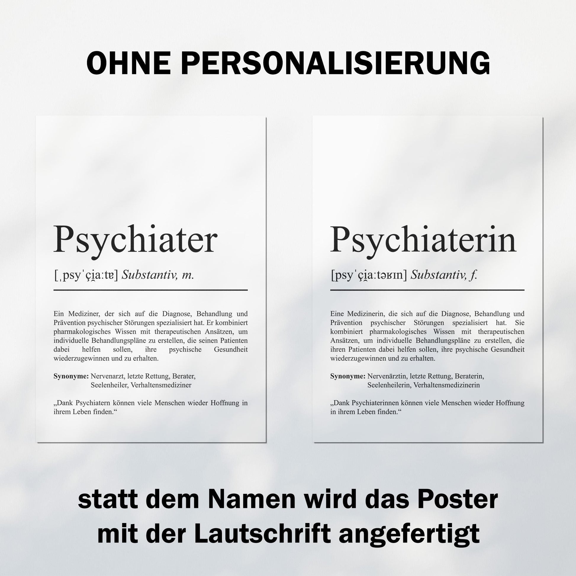 Psychiaterin Definition Poster personalisierbar mit Namen Beruf Poster Psychiaterin Geschenk Einzug Geburtstag Psychiaterin Poster