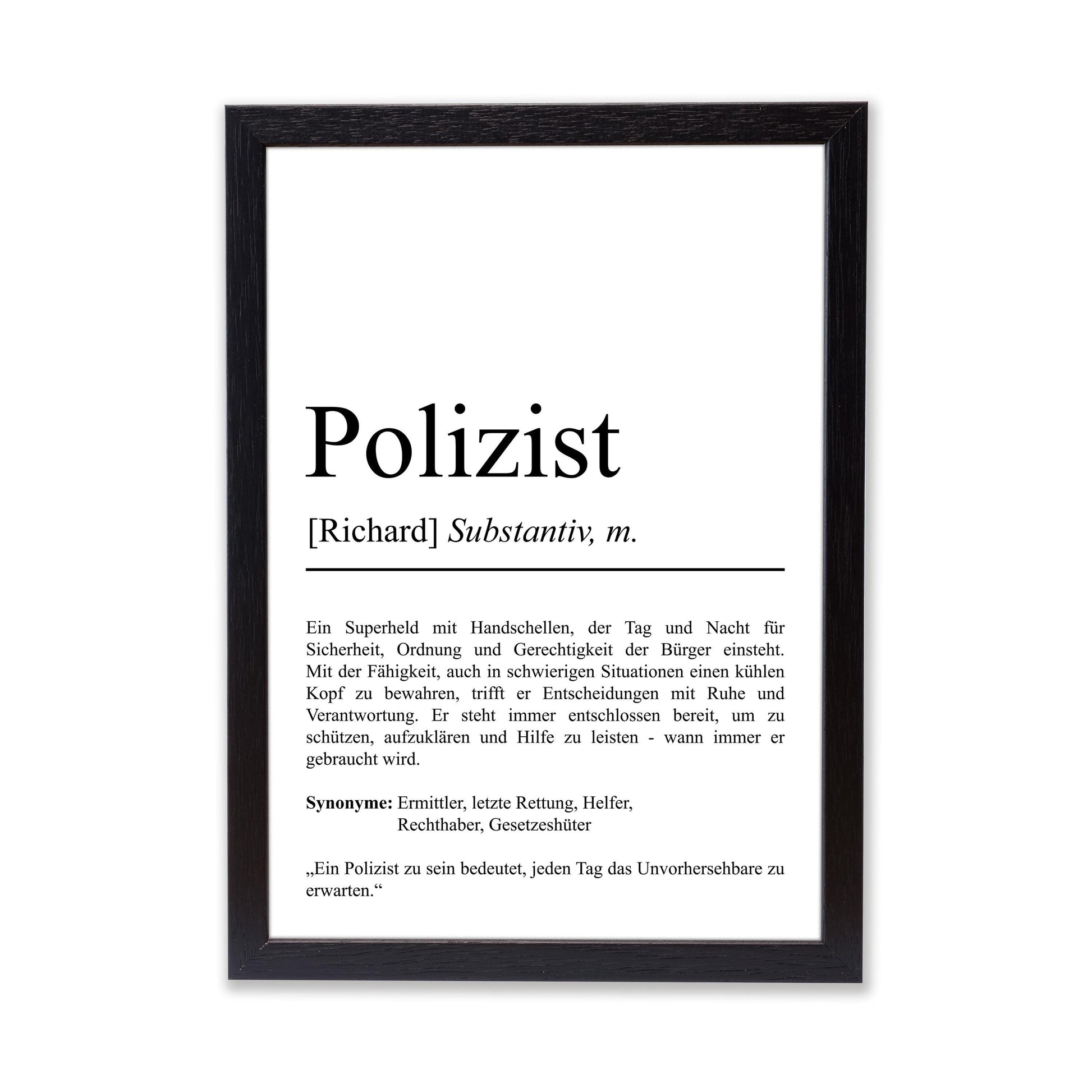 Polizist Definition Poster personalisierbar mit Namen Beruf Poster Polizist Geschenk Einzug Geburtstag Geschenk Polizist Poster Beruf