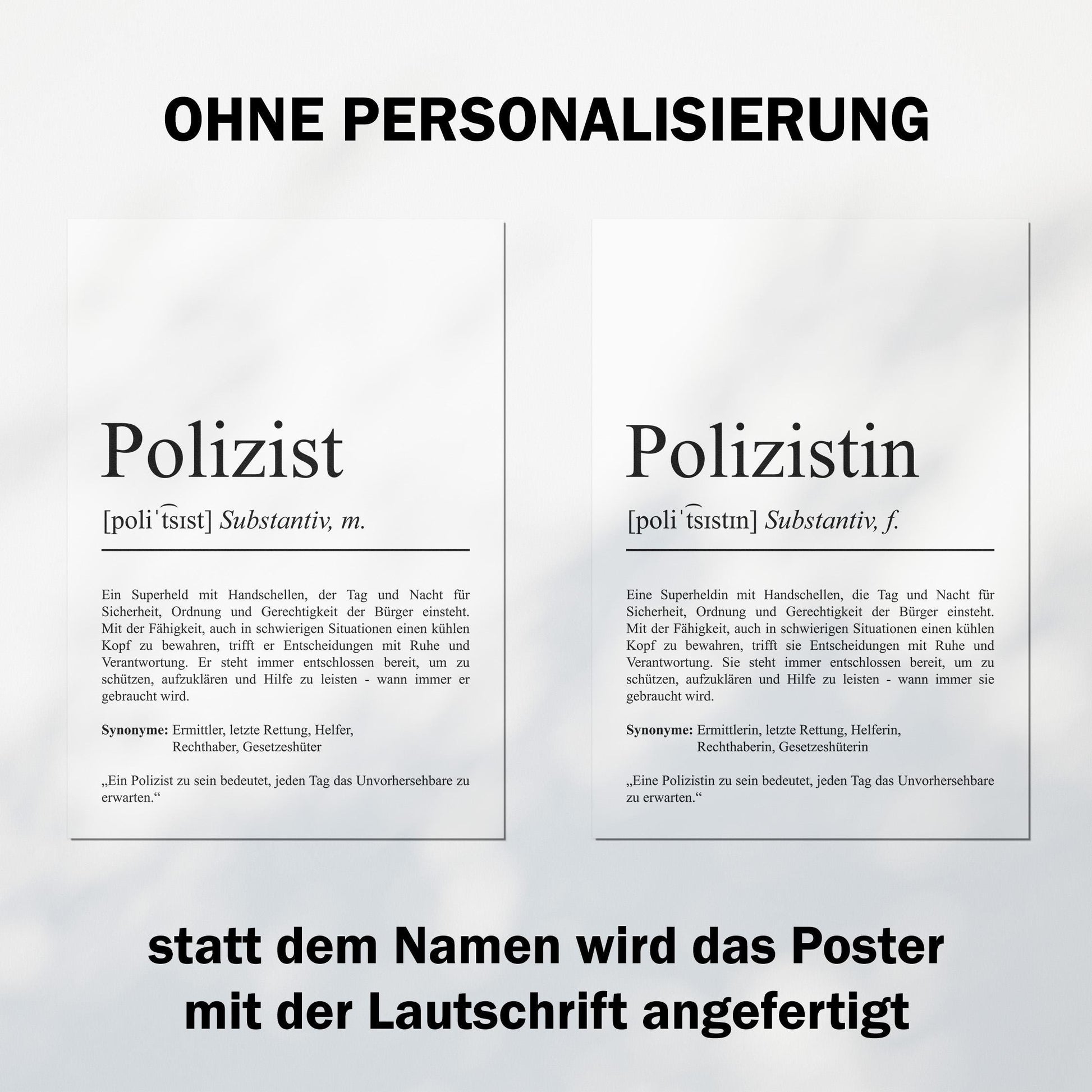 Polizistin Definition Poster personalisierbar mit Namen Beruf Poster Polizistin Geschenk Einzug Geburtstag Geschenk Polizistin Poster Beruf