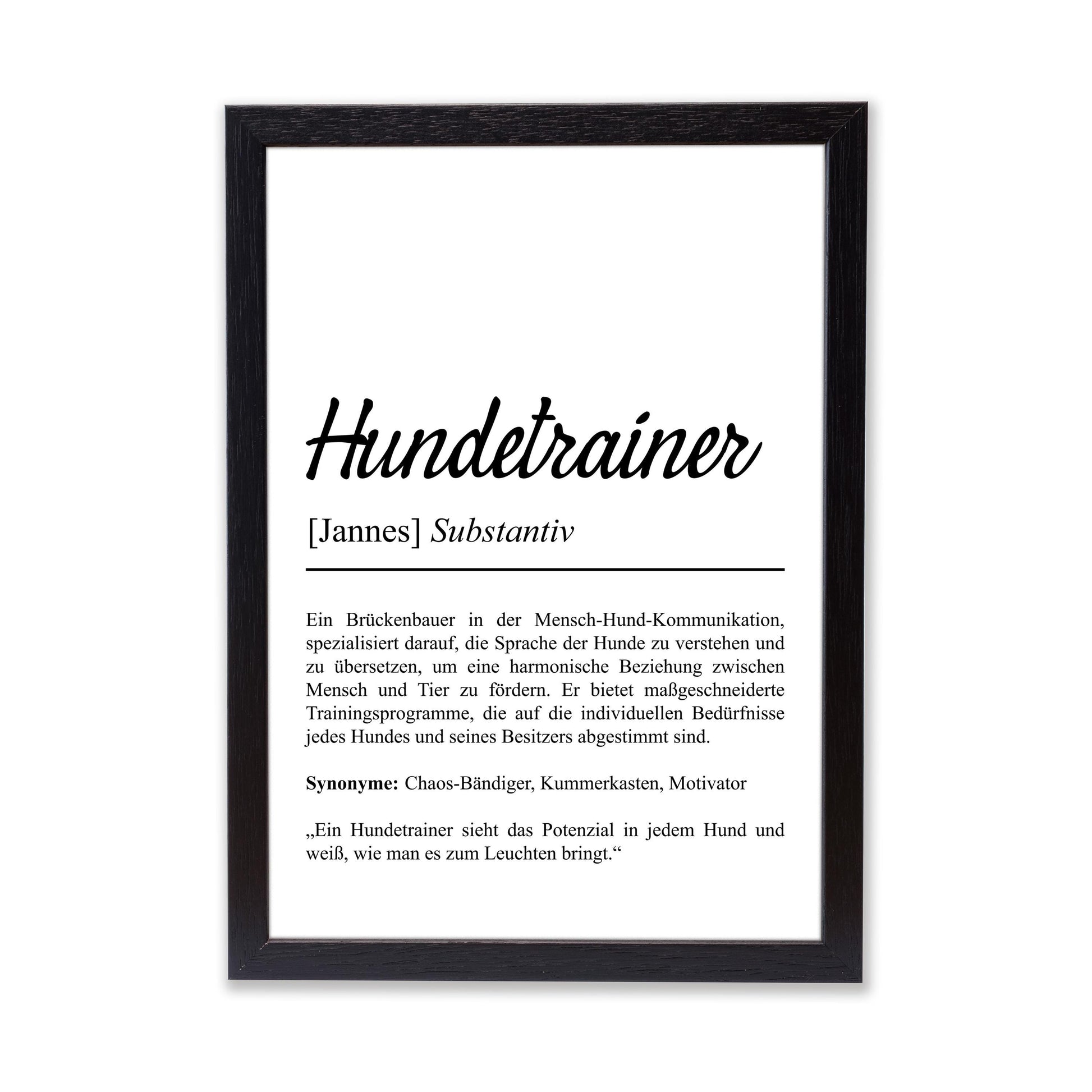 Hundetrainer Definition Poster personalisierbar Beruf Poster Geschenk Hundetrainer Einzug Geburtstag Geschenk Hundetrainer Poster Trainer