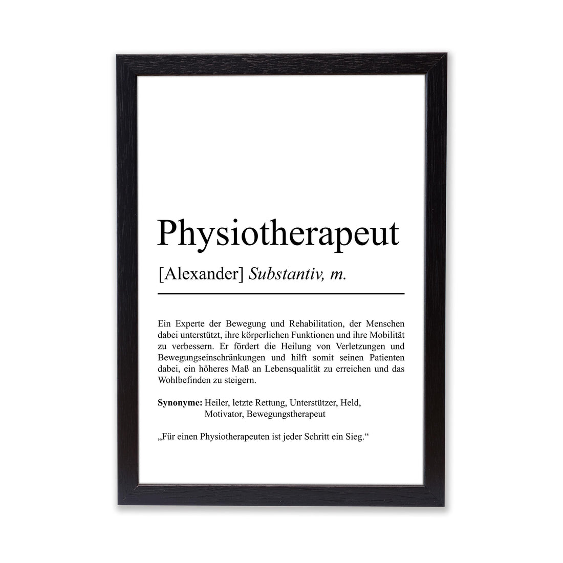 Physiotherapeut Definition Poster personalisierbar mit Namen Beruf Poster Therapeut Geschenk Einzug Geburtstag Geschenk Physiotherapeut