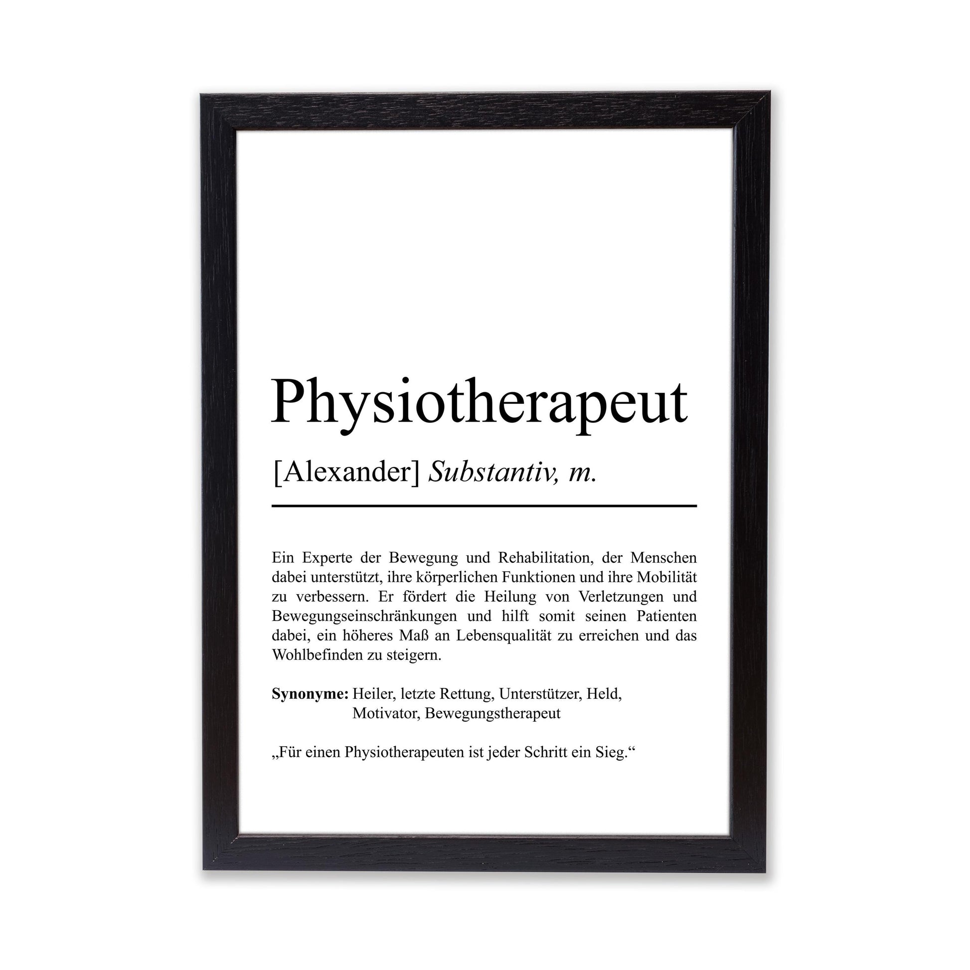 Physiotherapeut Definition Poster personalisierbar mit Namen Beruf Poster Therapeut Geschenk Einzug Geburtstag Geschenk Physiotherapeut