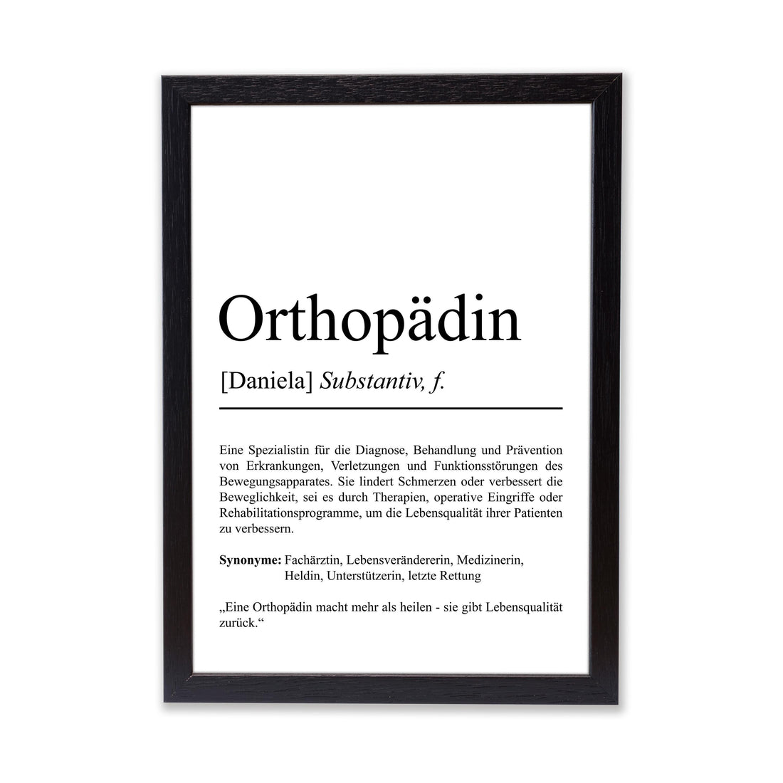 Orthopädin Definition Poster personalisierbar mit Namen Beruf Poster Orthopädin Geschenk Einzug Geburtstag Geschenk Orthopädin Poster Beruf