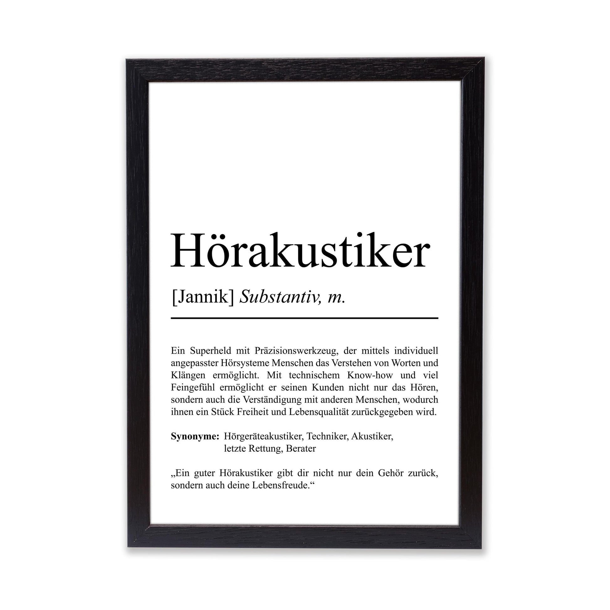Hörakustiker Definition Poster personalisierbar mit Namen Beruf Poster Hörakustiker Geschenk Einzug Geburtstag Geschenk Akustiker Poster