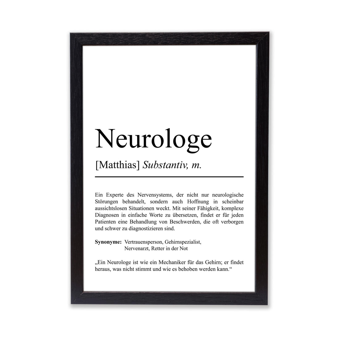 Neurologe Definition Poster personalisierbar mit Namen Beruf Poster Neurologe Geschenk Einzug Geburtstag Geschenk Poster Beruf Definition