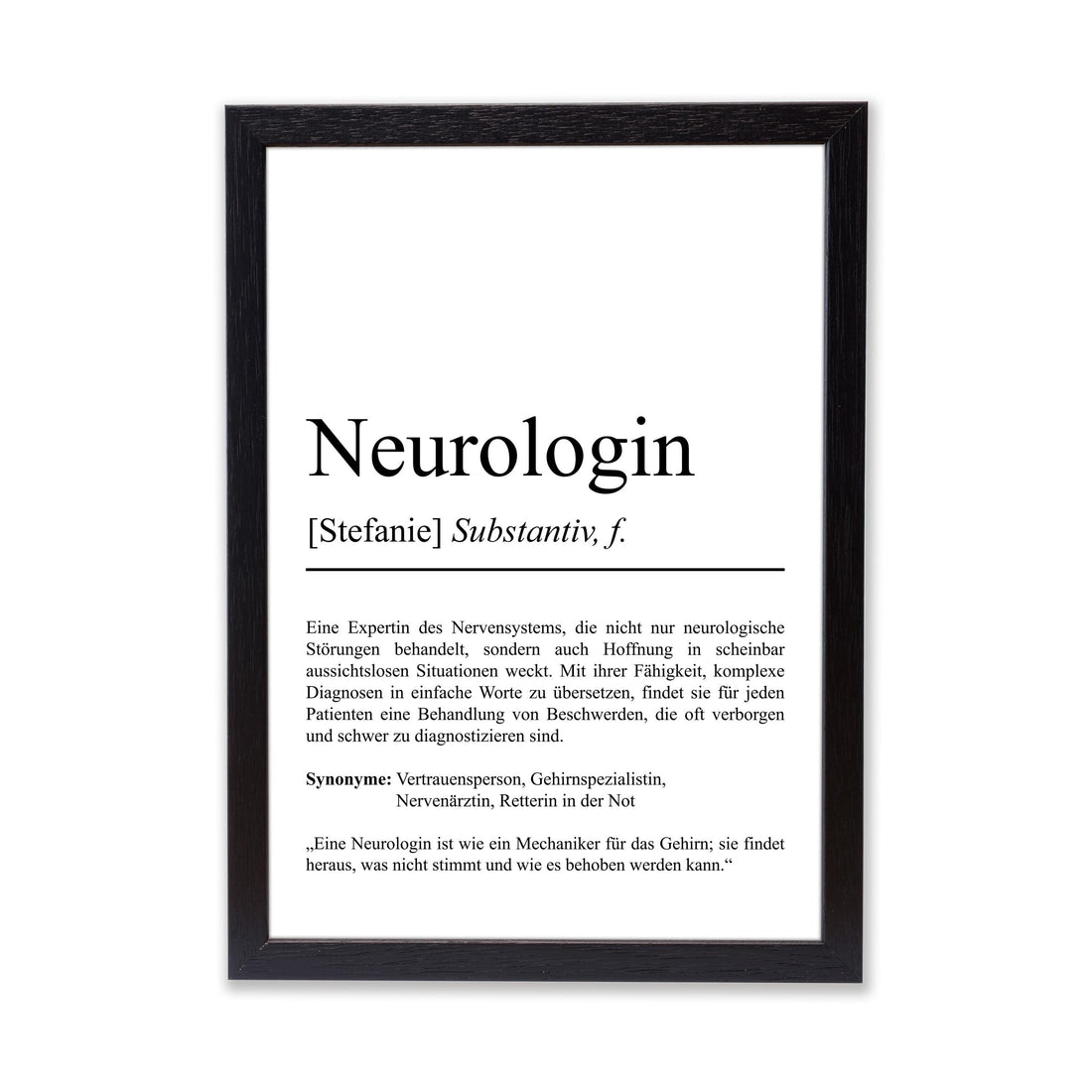 Neurologin Definition Poster personalisierbar mit Namen Beruf Poster Neurologin Geschenk Einzug Geburtstag Geschenk Poster Beruf Definition