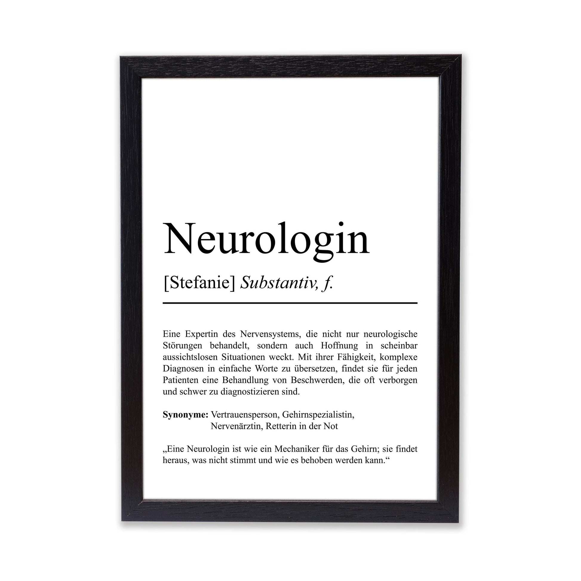 Neurologin Definition Poster personalisierbar mit Namen Beruf Poster Neurologin Geschenk Einzug Geburtstag Geschenk Poster Beruf Definition