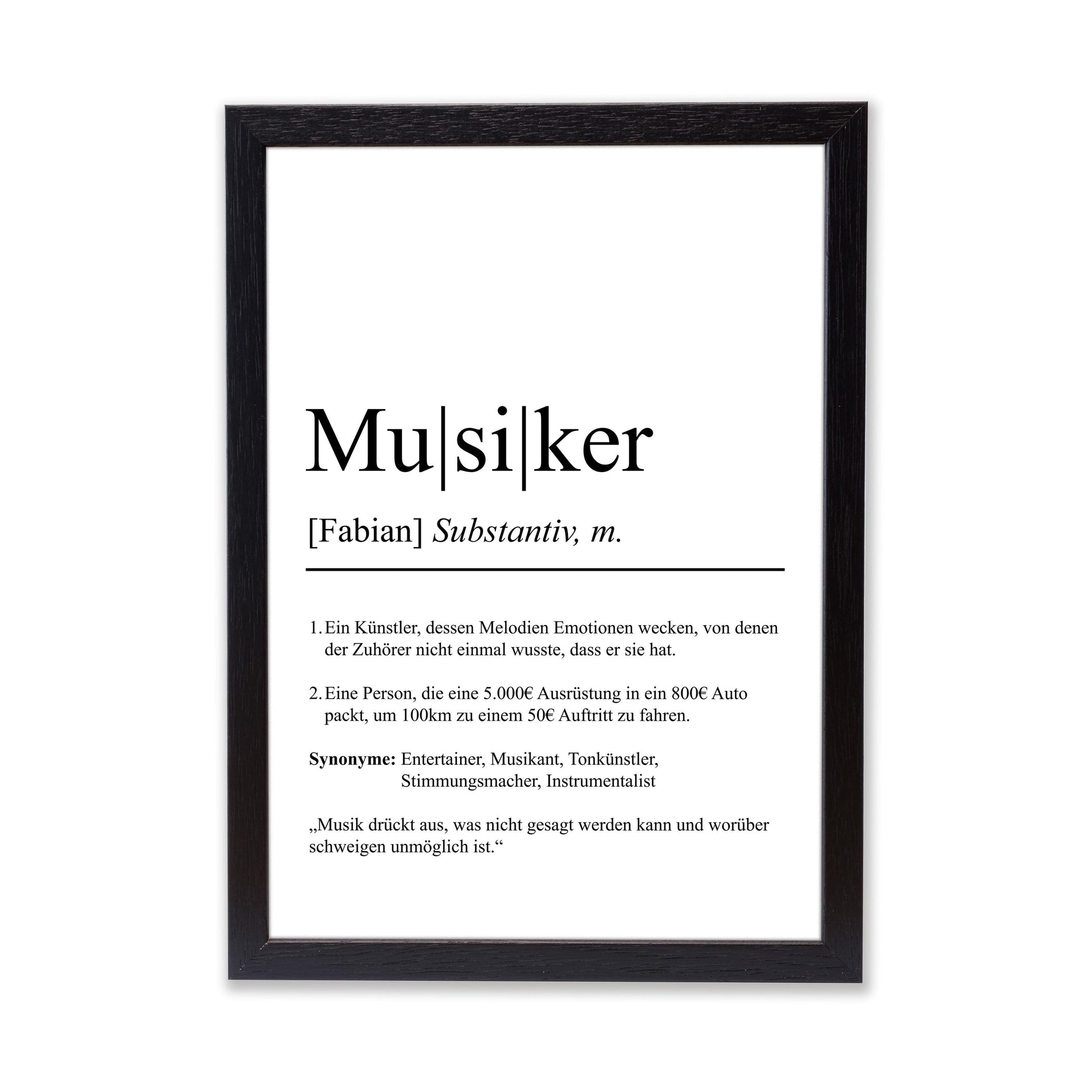 Musiker Definition Poster personalisierbar mit Namen Beruf Poster Musiker Geschenk Einzug Geburtstag Geschenk Musiker Poster Beruf