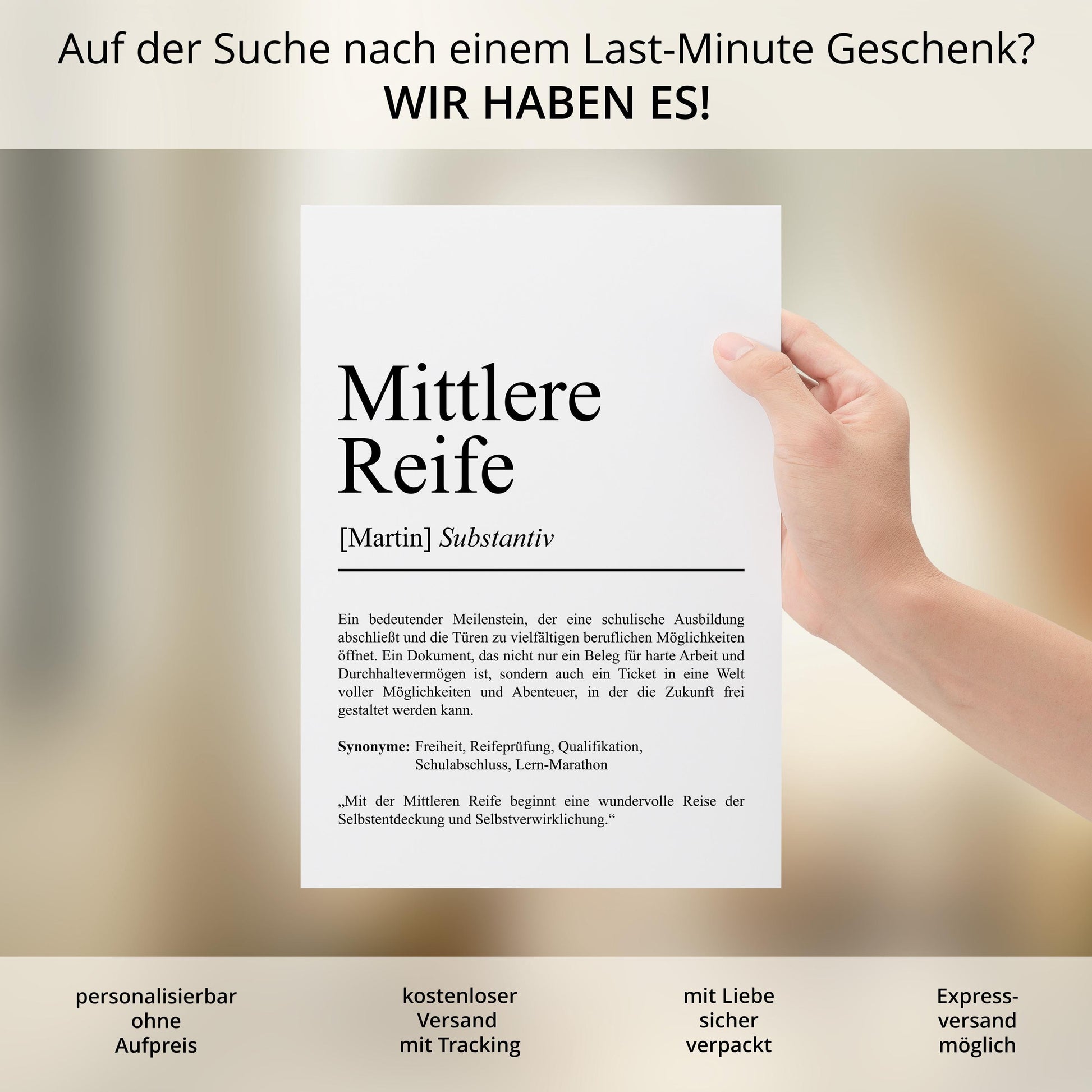 Mittlere Reife Definition Poster personalisierbar mit Namen Abschluss Poster Geschenk zum Abschluss Mittlere Reife Geschenk Abschluss Poster