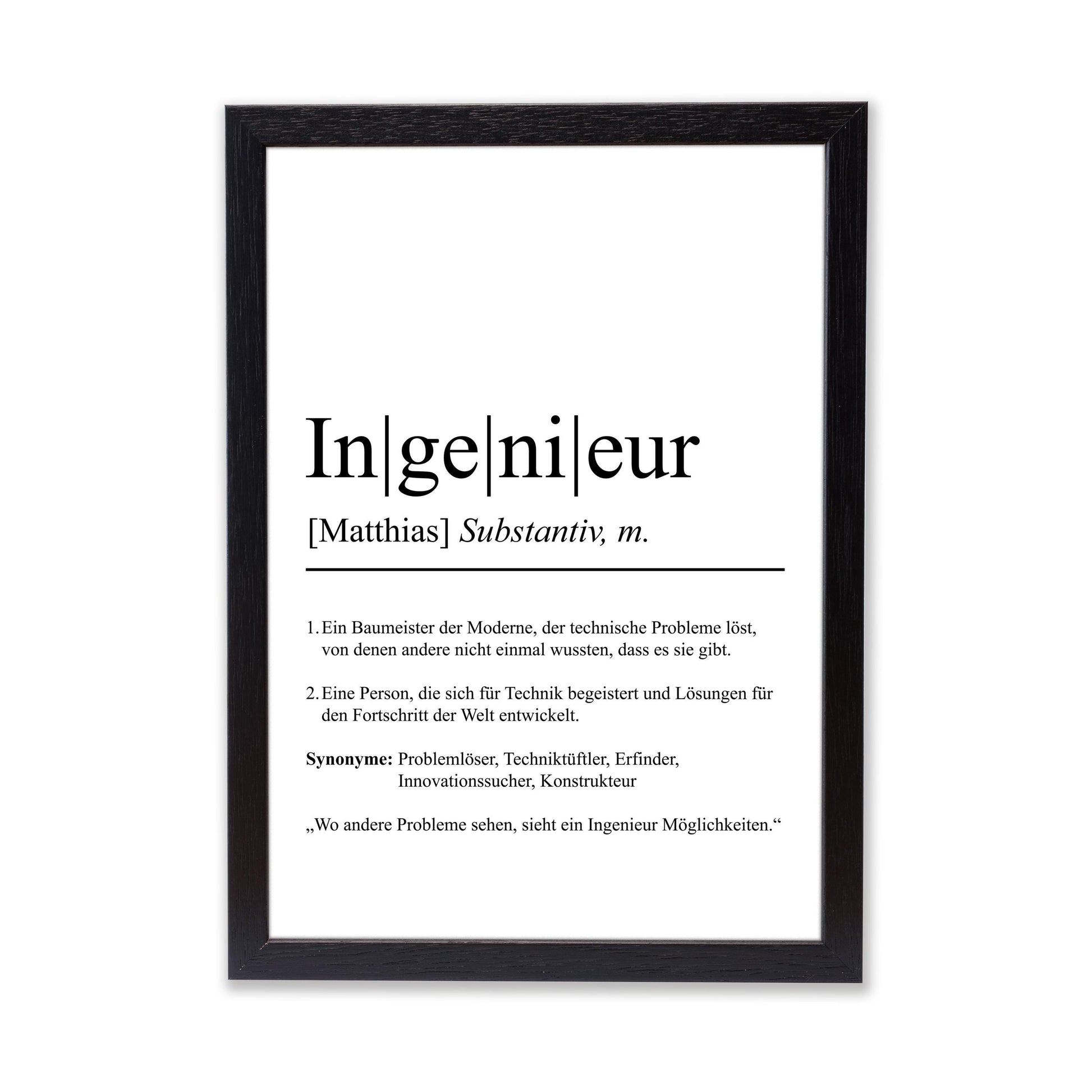 Ingenieur Definition Poster personalisierbar mit Namen Beruf Poster Ingenieur Geschenk Einzug Geburtstag Geschenk Ingenieur Poster Beruf