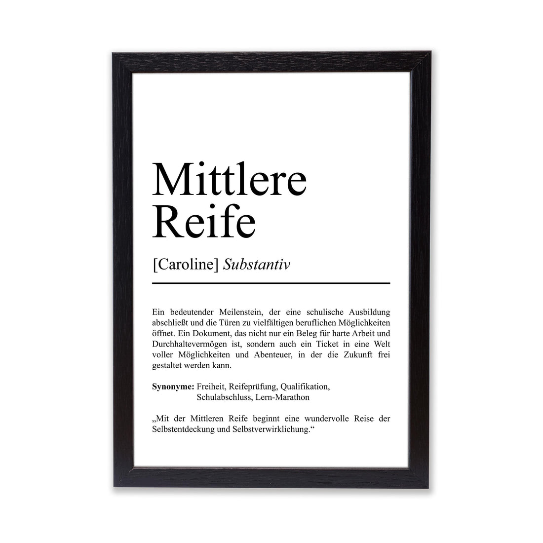 Mittlere Reife Definition Poster personalisierbar mit Namen Abschluss Poster Geschenk zum Abschluss Mittlere Reife Geschenk Abschluss Poster