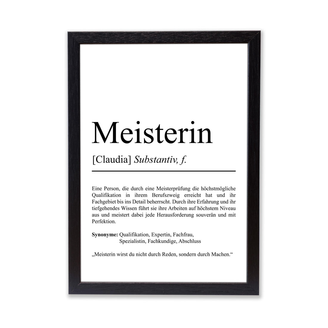 Meisterin Definition Poster personalisierbar mit Namen Abschluss Poster Meisterin Geschenk zum Abschluss Geschenk Meisterin Poster