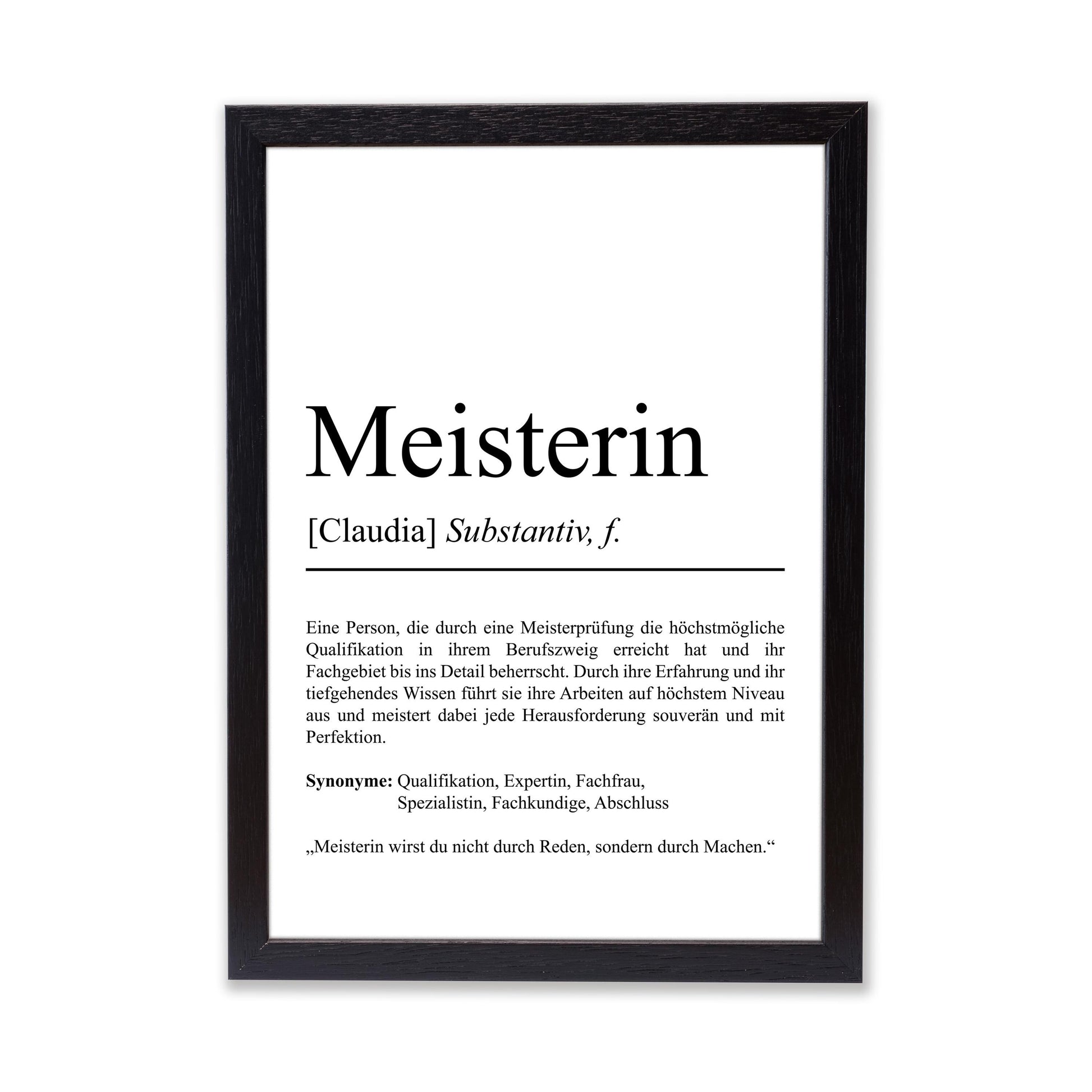 Meisterin Definition Poster personalisierbar mit Namen Abschluss Poster Meisterin Geschenk zum Abschluss Geschenk Meisterin Poster
