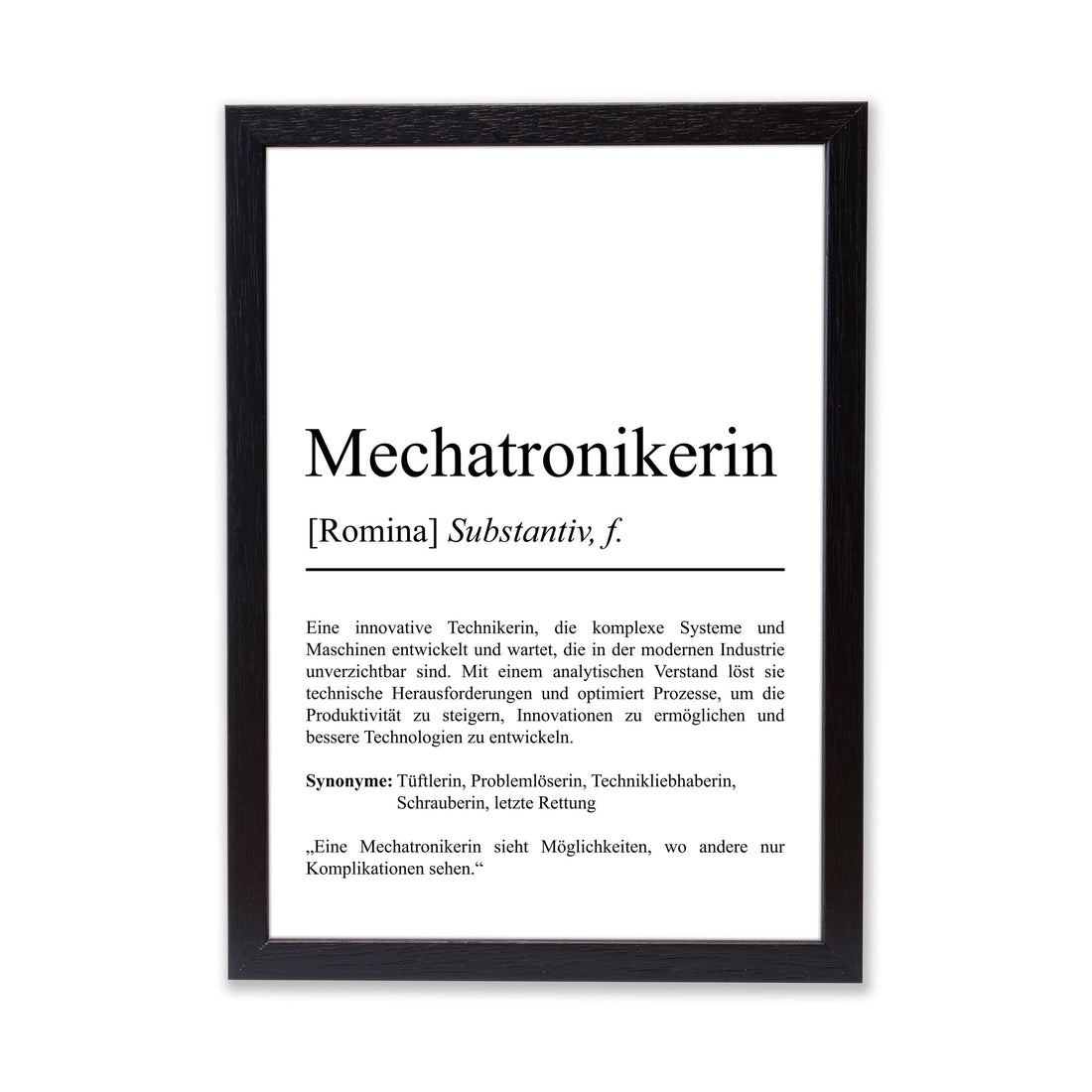 Mechatronikerin Definition Poster personalisierbar mit Namen Beruf Poster Mechatronikerin Geschenk Einzug Geburtstag Geschenk Mechatroniker