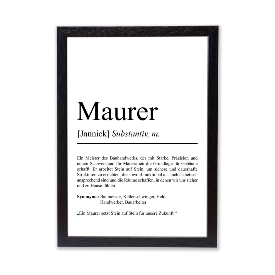 Maurer Definition Poster personalisierbar mit Namen Beruf Poster Maurer Geschenk Einzug Geburtstag Geschenk Maurer Poster Beruf